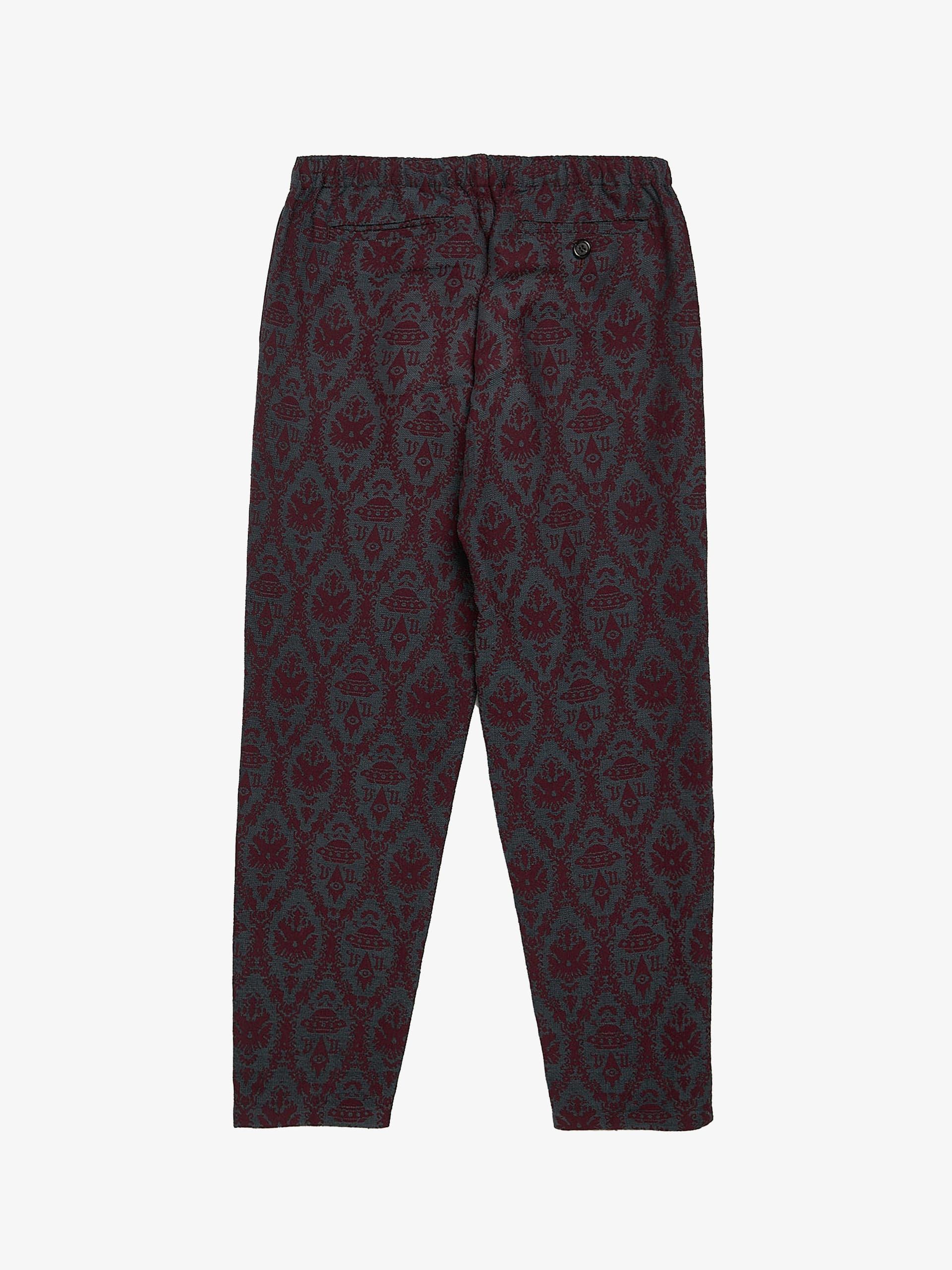 Undercover Burgundy and Gray Monogram Tapestry Pants Size US 33 - 2 Thumbnail