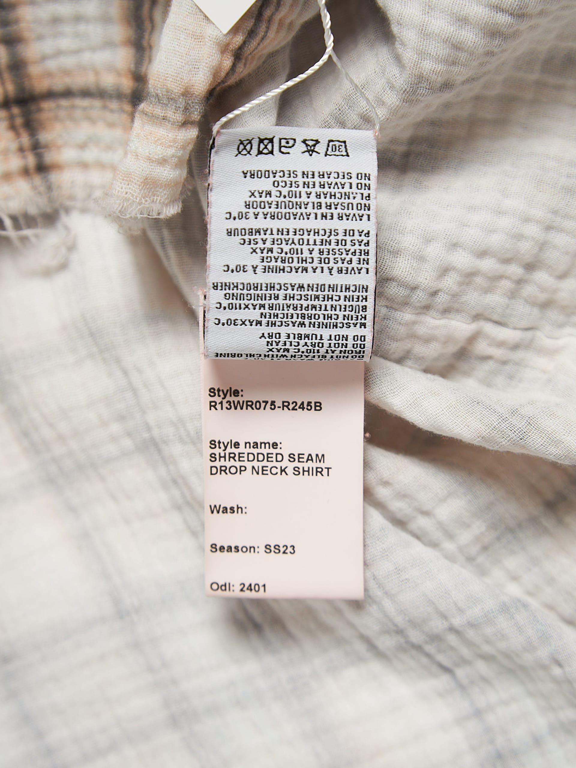 R13 White Checkered Washed Distressed Cotton Overshirt Size US L / EU 52-54 / 3 - 5 Thumbnail