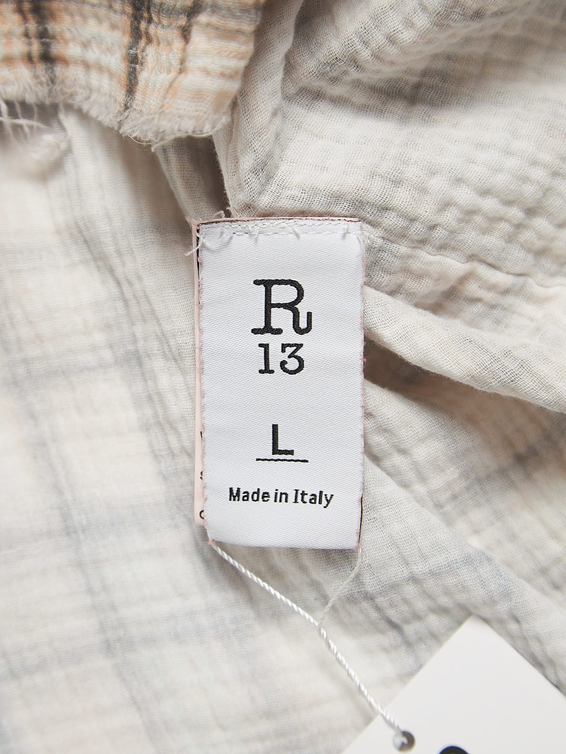 R13 White Checkered Washed Distressed Cotton Overshirt Size US L / EU 52-54 / 3 - 4 Thumbnail