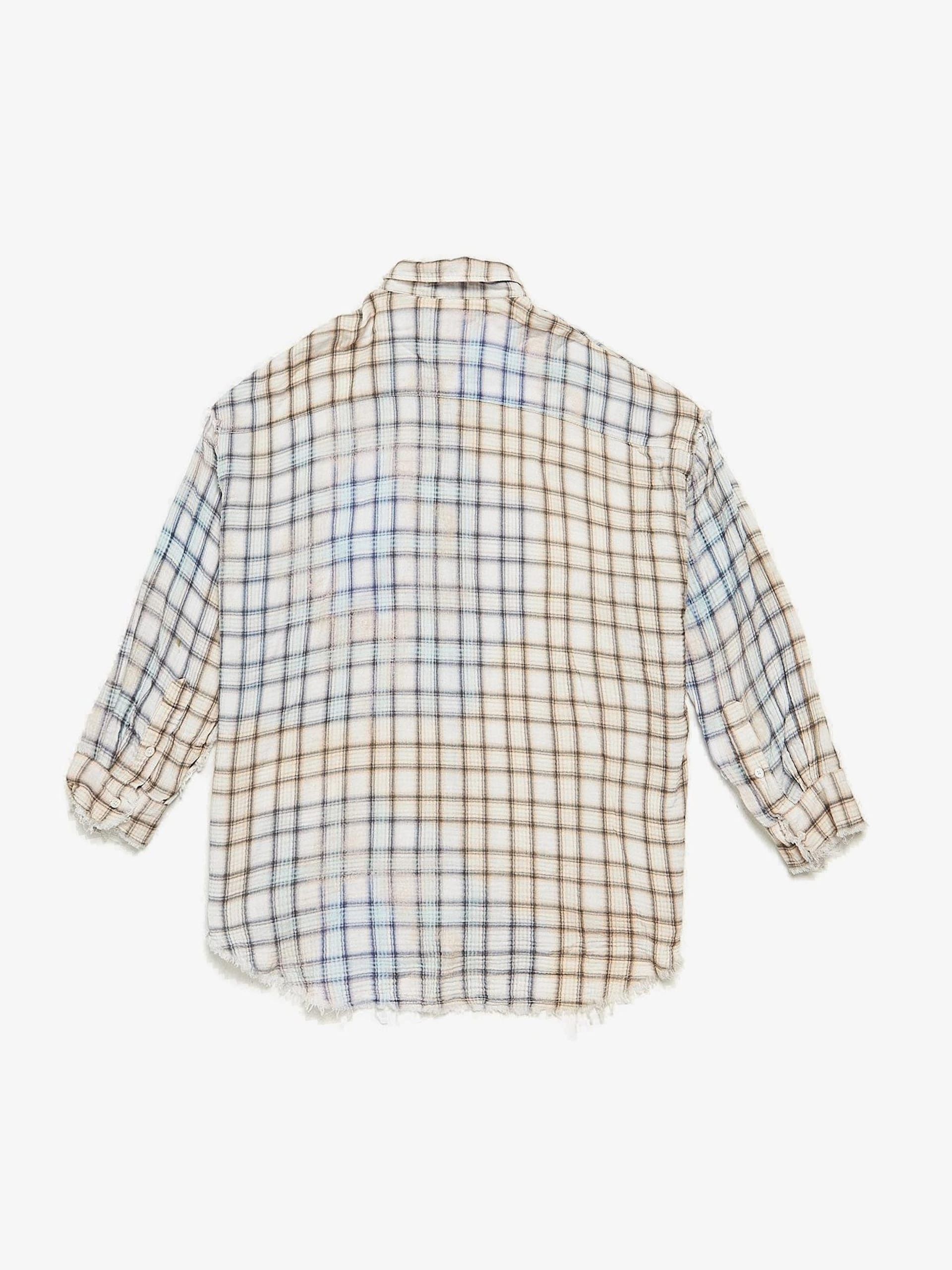 R13 White Checkered Washed Distressed Cotton Overshirt Size US L / EU 52-54 / 3 - 2 Thumbnail