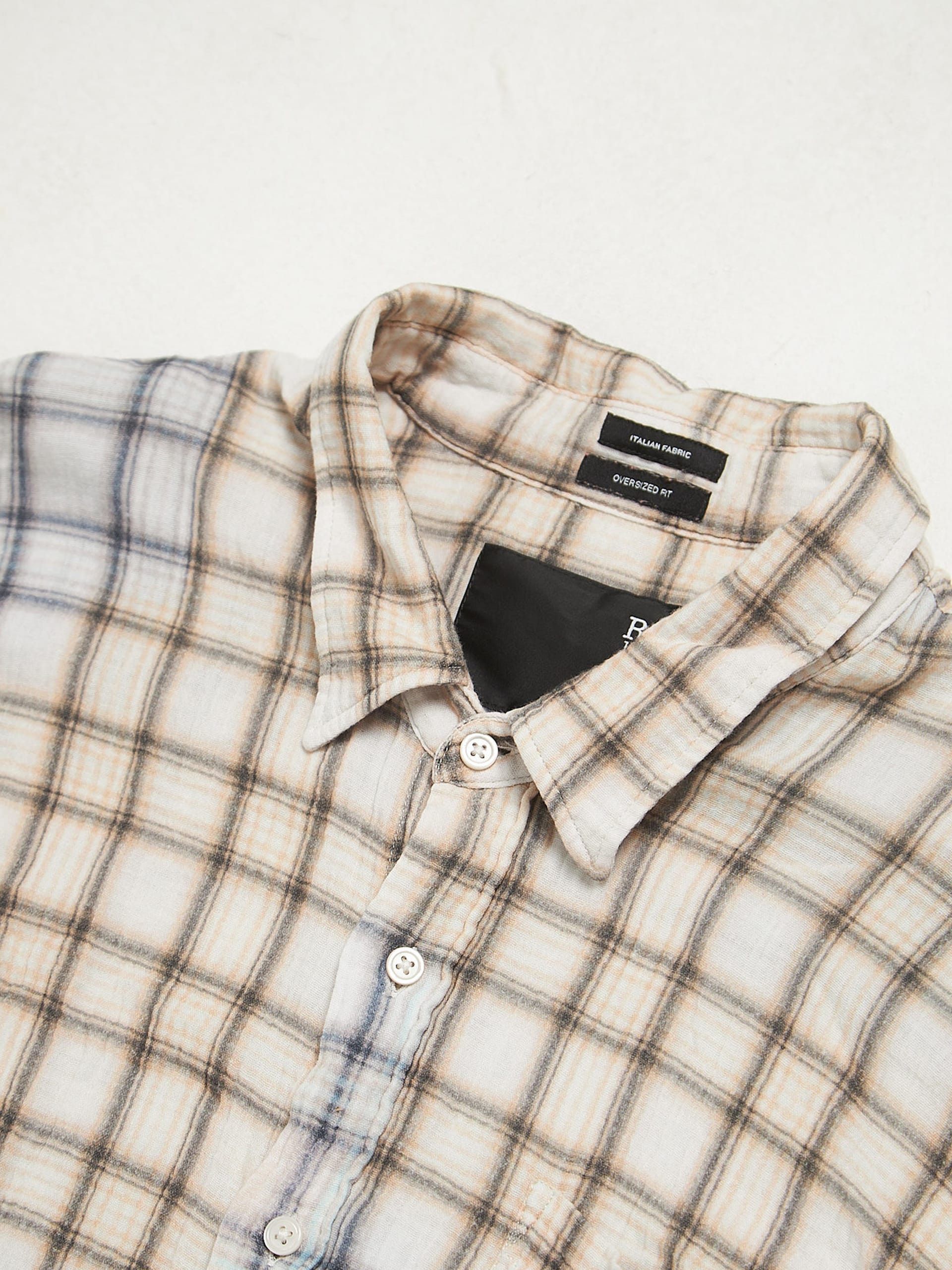 R13 White Checkered Washed Distressed Cotton Overshirt Size US L / EU 52-54 / 3 - 3 Thumbnail