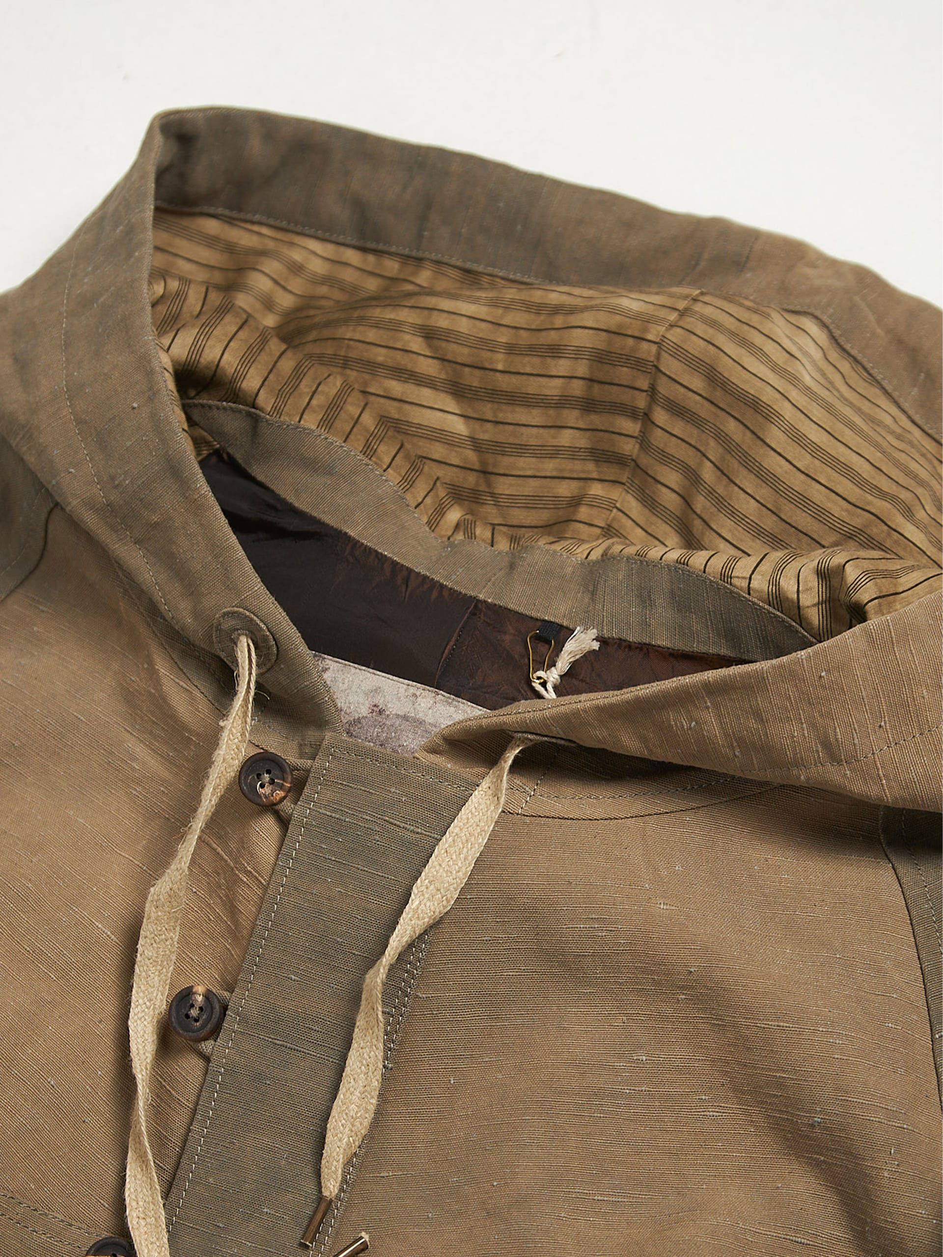 Ziggy Chen Beige Short Pull Over Linen Anorak Parka Size US L / EU 52-54 / 3 - 3 Thumbnail