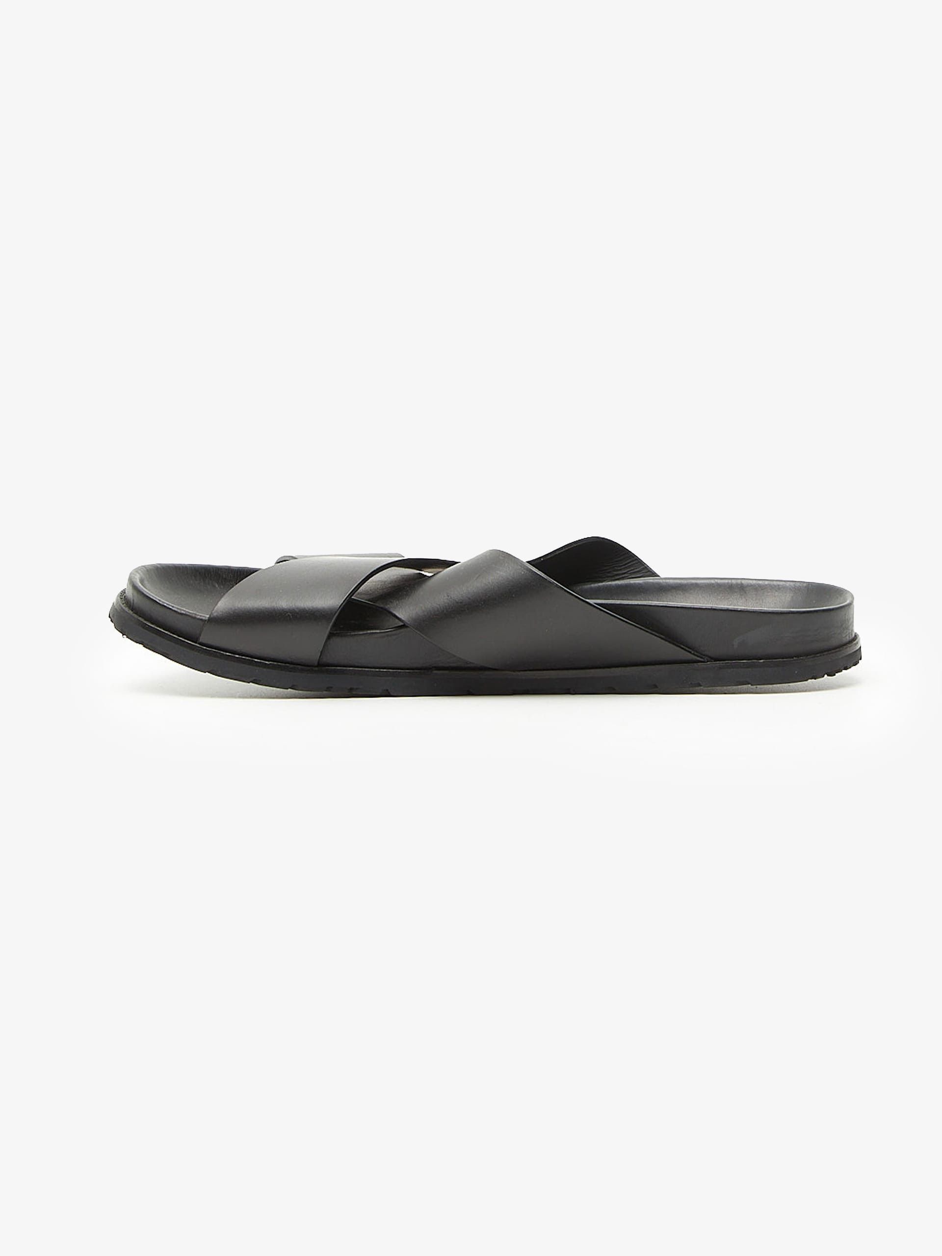 Saint Laurent Paris Black Leather Sandals Size US 13 / EU 46 - 3 Thumbnail