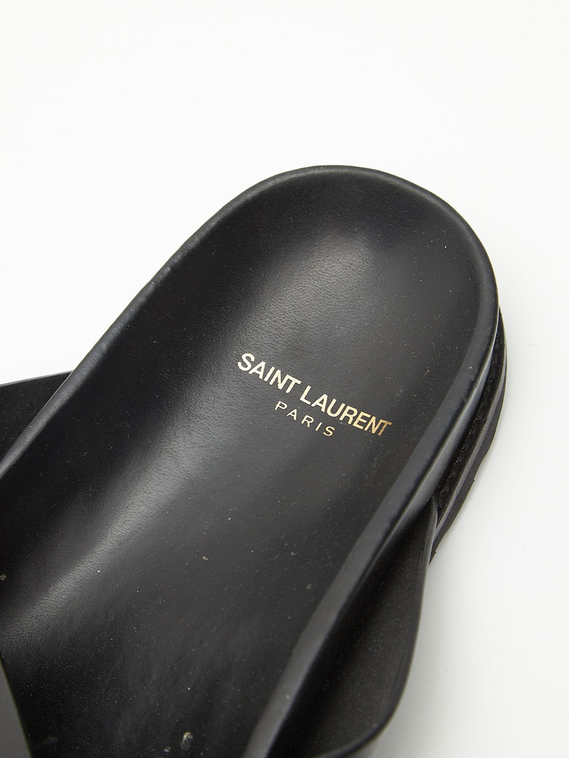 Saint Laurent Paris Black Leather Sandals Size US 13 / EU 46 - 5 Thumbnail