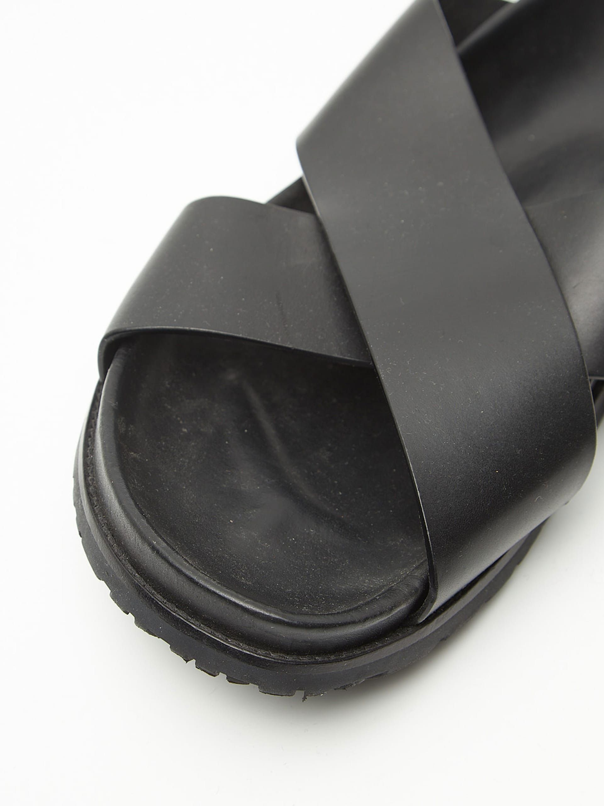 Saint Laurent Paris Black Leather Sandals Size US 13 / EU 46 - 4 Thumbnail