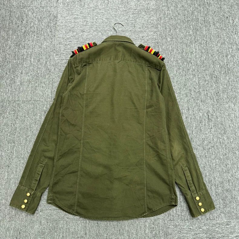 Balmain Balmain Army Green Denim Shirt-yf Size US M / EU 48-50 / 2 - 2 Thumbnail