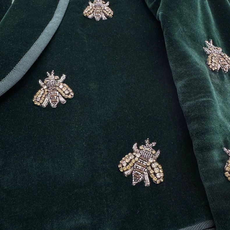 Dolce & Gabbana DG Velvet Jacket with Bee Embellishments-yf Size US L / EU 52-54 / 3 - 6 Thumbnail