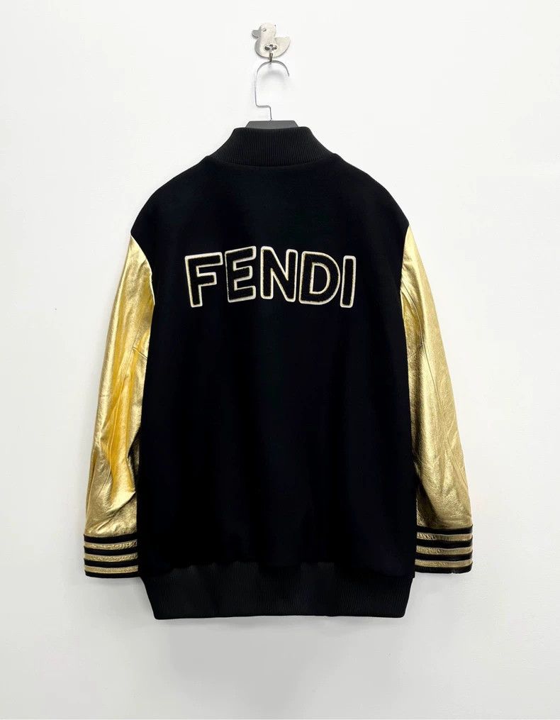 Fendi Fendi Black Wool Baseball Jacket with Logo-yf Size US M / EU 48-50 / 2 - 2 Thumbnail