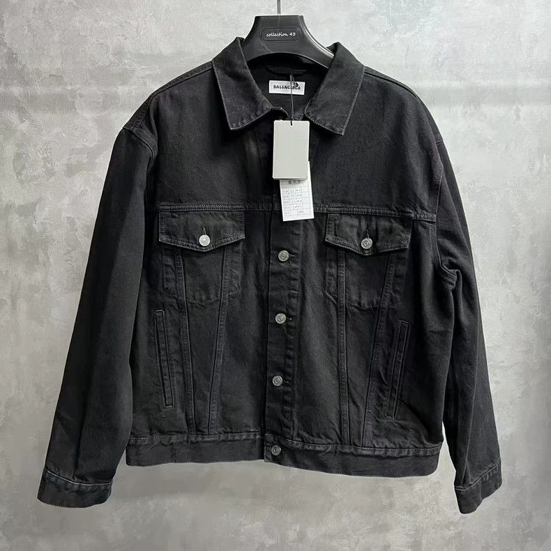 Balenciaga Black Balenciaga Denim Jacket with Logo Size US M / EU 48-50 / 2 - 2 Thumbnail