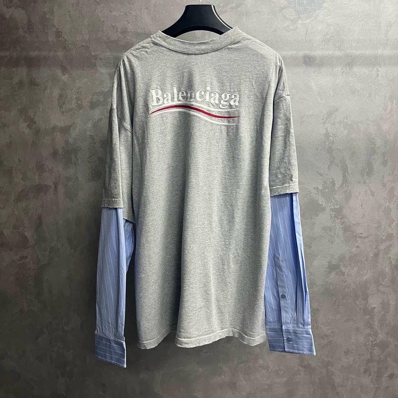 Balenciaga Balenciaga Gray Casual Layered Long Sleeve T-Shirt Size US XS / EU 42 / 0 - 5 Thumbnail
