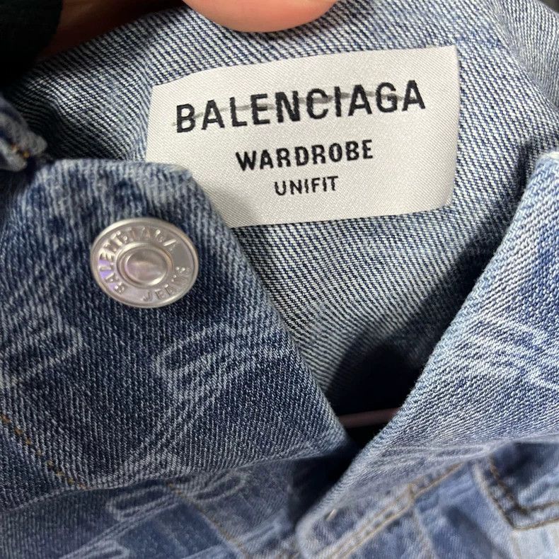 Balenciaga Balenciaga Blue Logo Denim Jacket Size US S / EU 44-46 / 1 - 4 Thumbnail