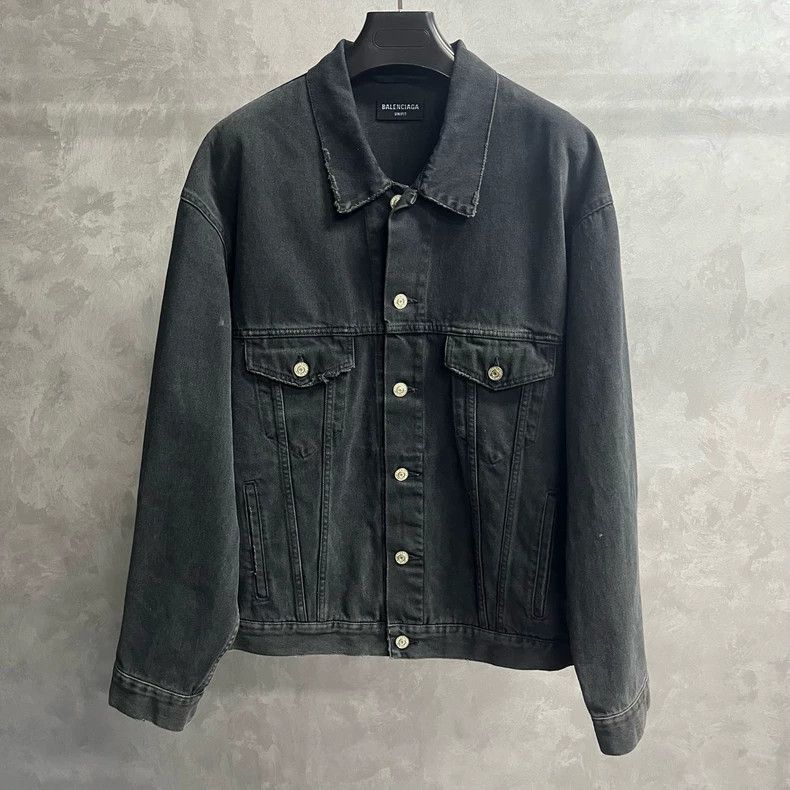 Balenciaga Black Graffiti Denim Jacket by Balenciaga Size US M / EU 48-50 / 2 - 2 Thumbnail
