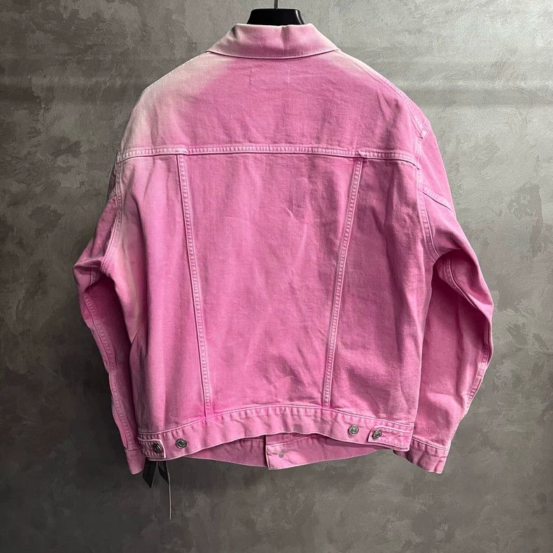 Balenciaga Pink Denim Jacket with Logo Print Size US M / EU 48-50 / 2 - 7 Thumbnail
