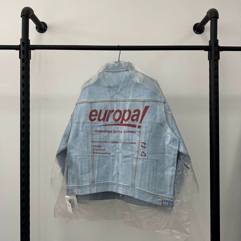Balenciaga Balenciaga SS18 Europa Denim Jacket Size US XXL / EU 58 / 5 - 2 Thumbnail