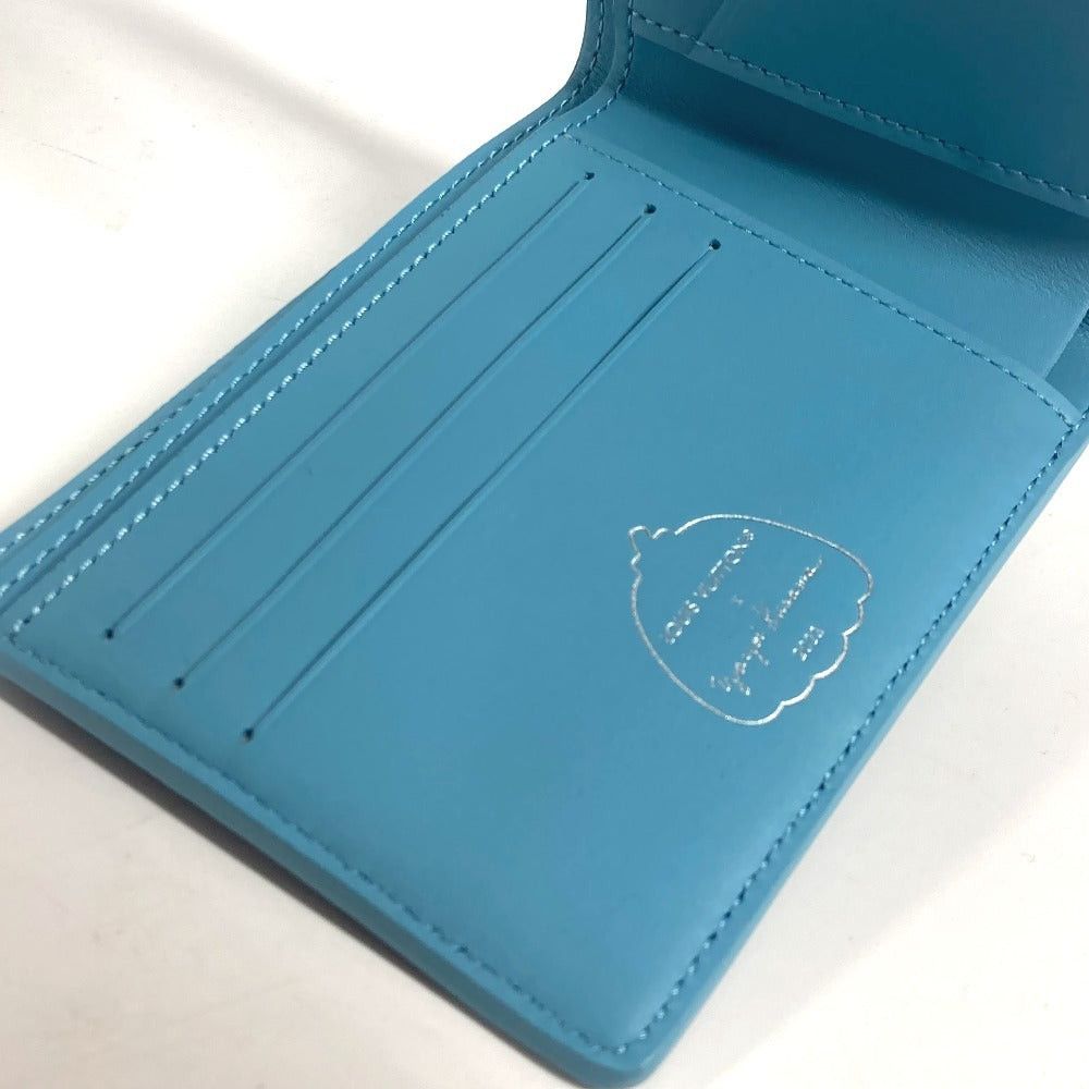 Louis Vuitton Louis Vuitton M82087 Yayoi Kusama Lv X Yk Small Leather Belt Worn By Commoners In Ancient Japan Multiple Compact Wallet Billfold Bi-Fold Tryon Unisex Blue Size ONE SIZE - 6 Thumbnail