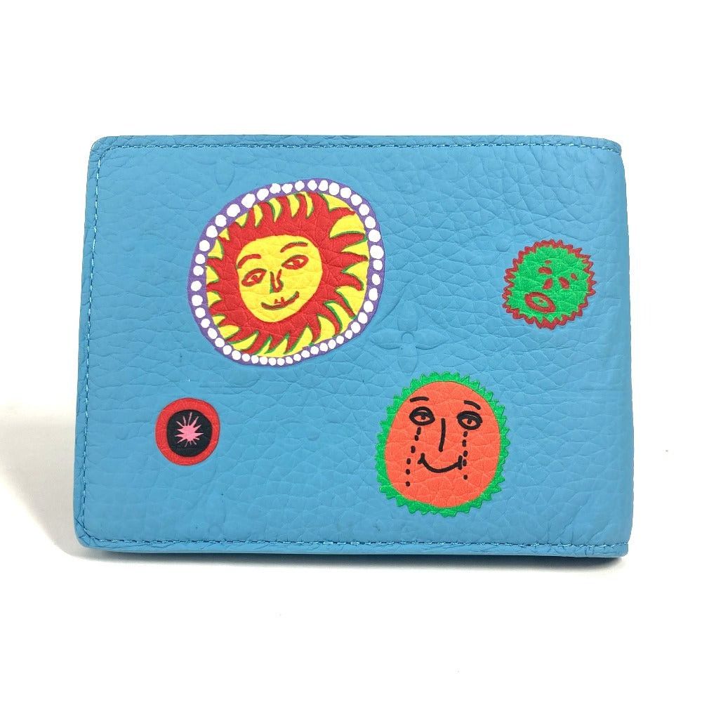 Louis Vuitton Louis Vuitton M82087 Yayoi Kusama Lv X Yk Small Leather Belt Worn By Commoners In Ancient Japan Multiple Compact Wallet Billfold Bi-Fold Tryon Unisex Blue Size ONE SIZE - 2 Thumbnail