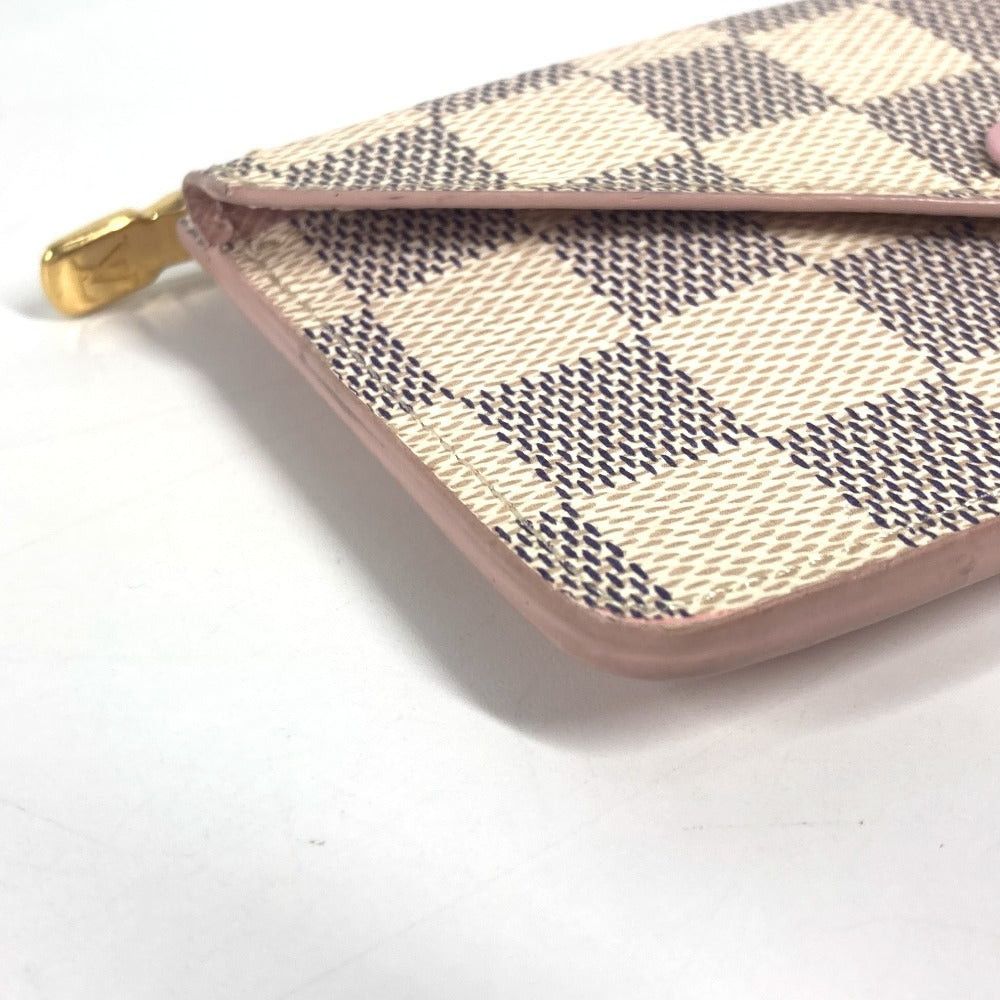 Louis Vuitton N60498 Damier Azul Porte Culte Recteve Card Case Holder For A Season Ticket Wallet Fragment Coin Purse Azur Canvas Unisex Pink