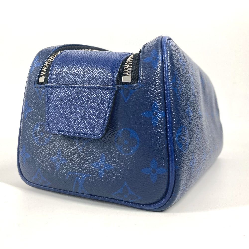 Louis Vuitton Louis Vuitton M30849 Tigers Llama Dopp Kit Pouch Handbag Clutch Bag Zippered Carrying Case Taiga Leather Unisex Blue Size ONE SIZE - 3 Thumbnail