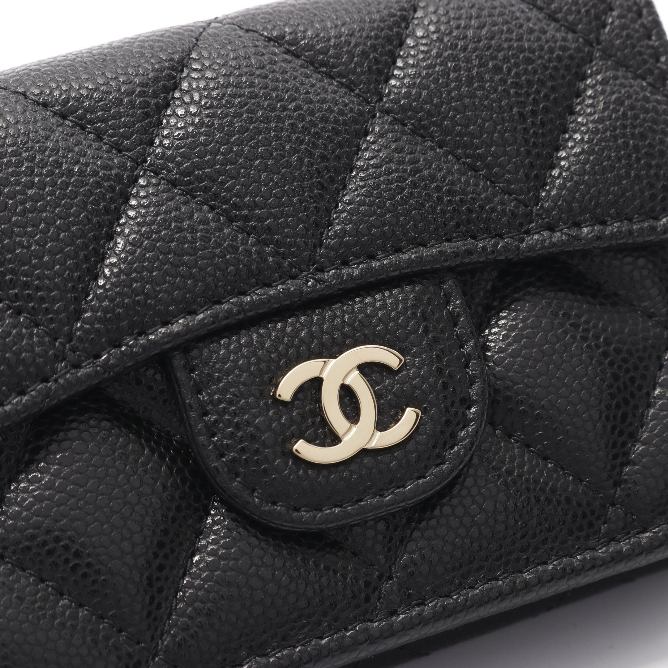 Chanel Chanel Classic Small Flap Wallet Matelasse Trifold Compact Caviar Skin Black Gold Hardware Size ONE SIZE - 9 Thumbnail