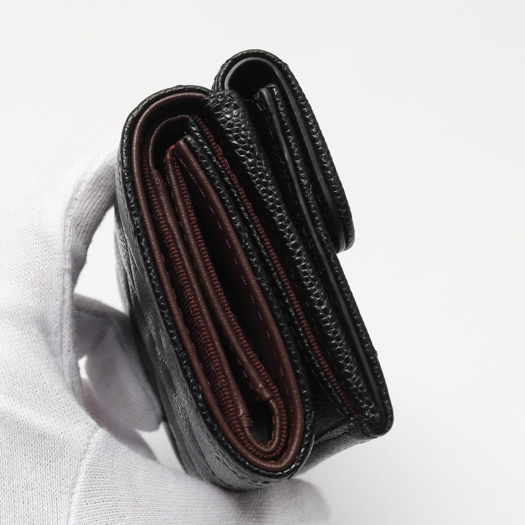 Chanel Chanel Classic Small Flap Wallet Matelasse Trifold Compact Caviar Skin Black Gold Hardware Size ONE SIZE - 8 Thumbnail