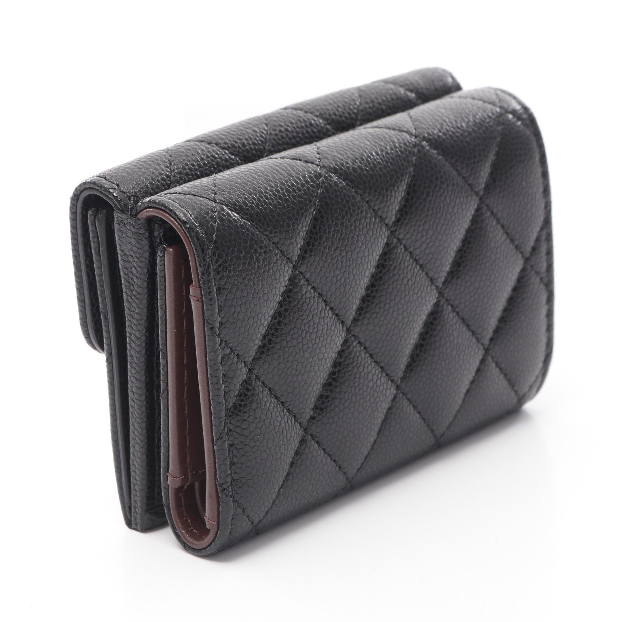 Chanel Chanel Classic Small Flap Wallet Matelasse Trifold Compact Caviar Skin Black Gold Hardware Size ONE SIZE - 2 Thumbnail