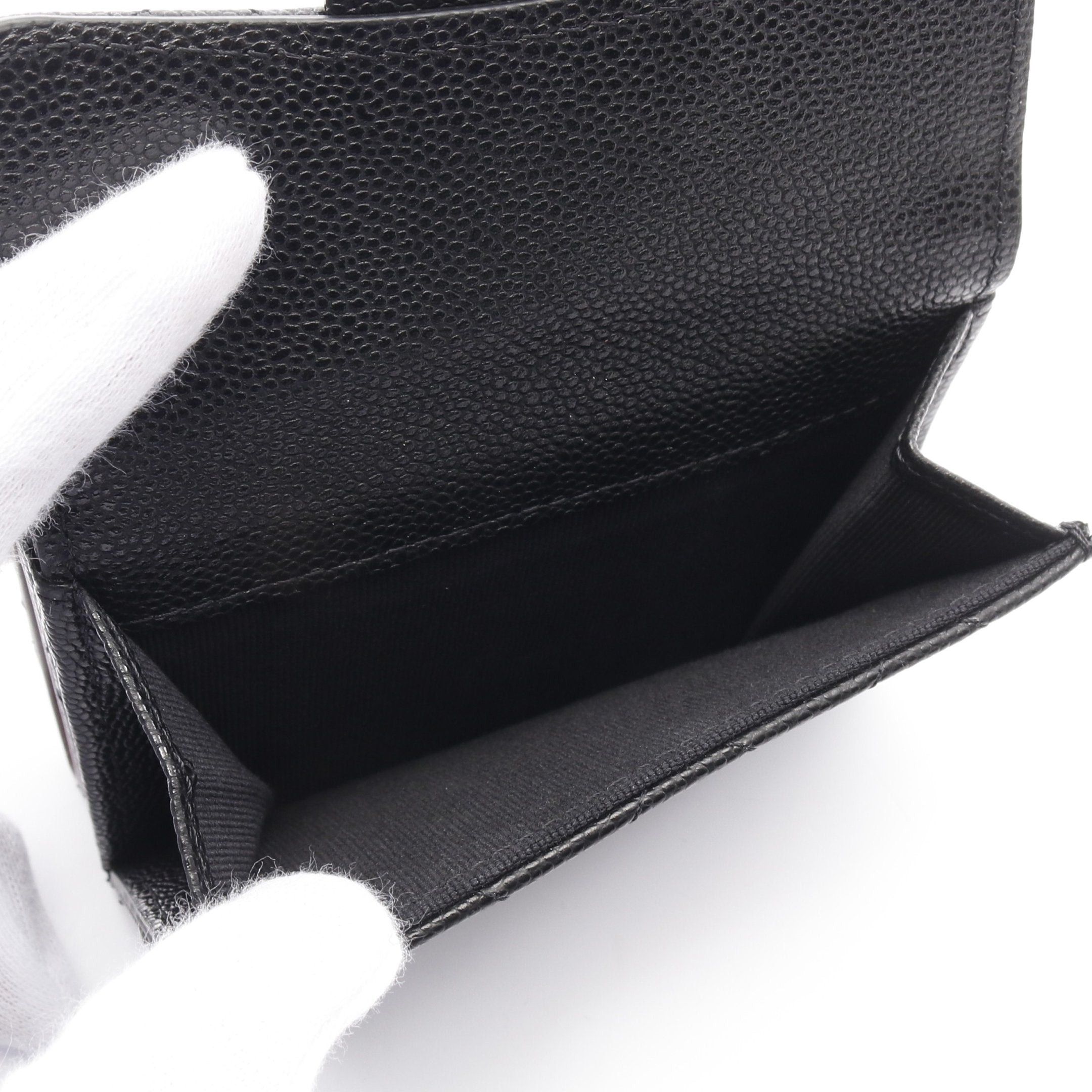 Chanel Chanel Classic Small Flap Wallet Matelasse Trifold Compact Caviar Skin Black Gold Hardware Size ONE SIZE - 6 Thumbnail