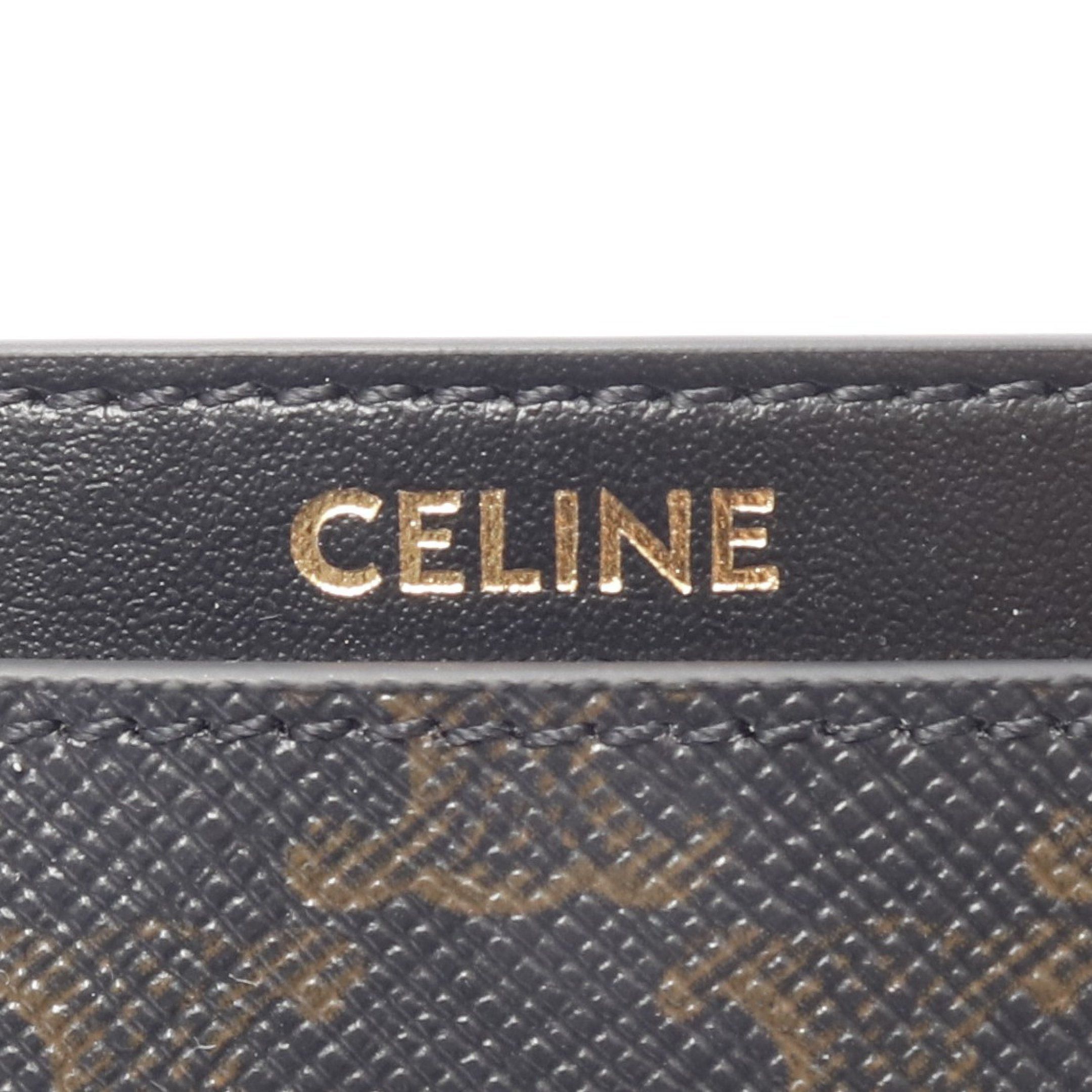 Celine Celine Triomphe Card Case Leather Brown Black Size ONE SIZE - 4 Thumbnail