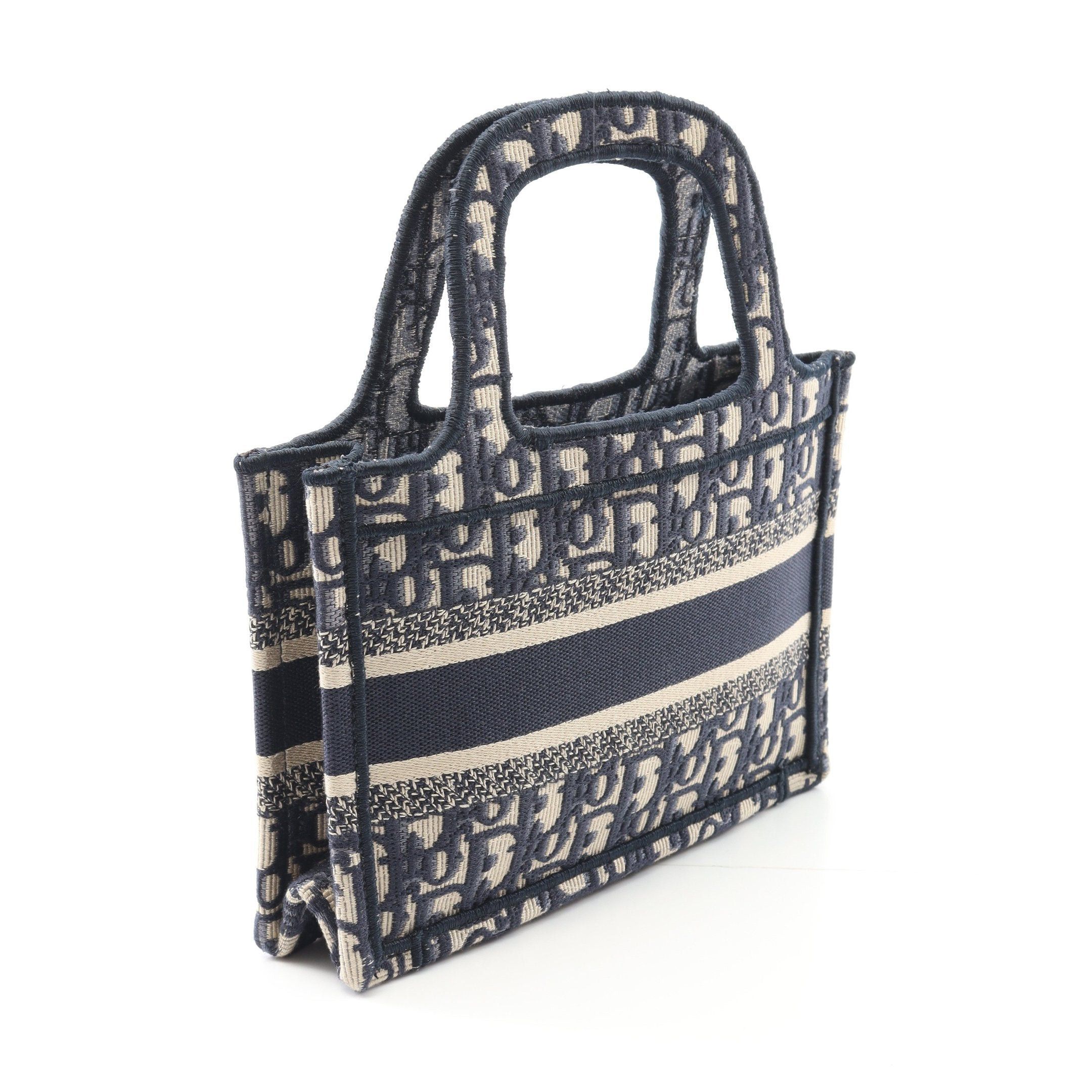 Dior Dior Book Tote Mini Handbag Canvas Navy Light Beige Size ONE SIZE - 2 Thumbnail