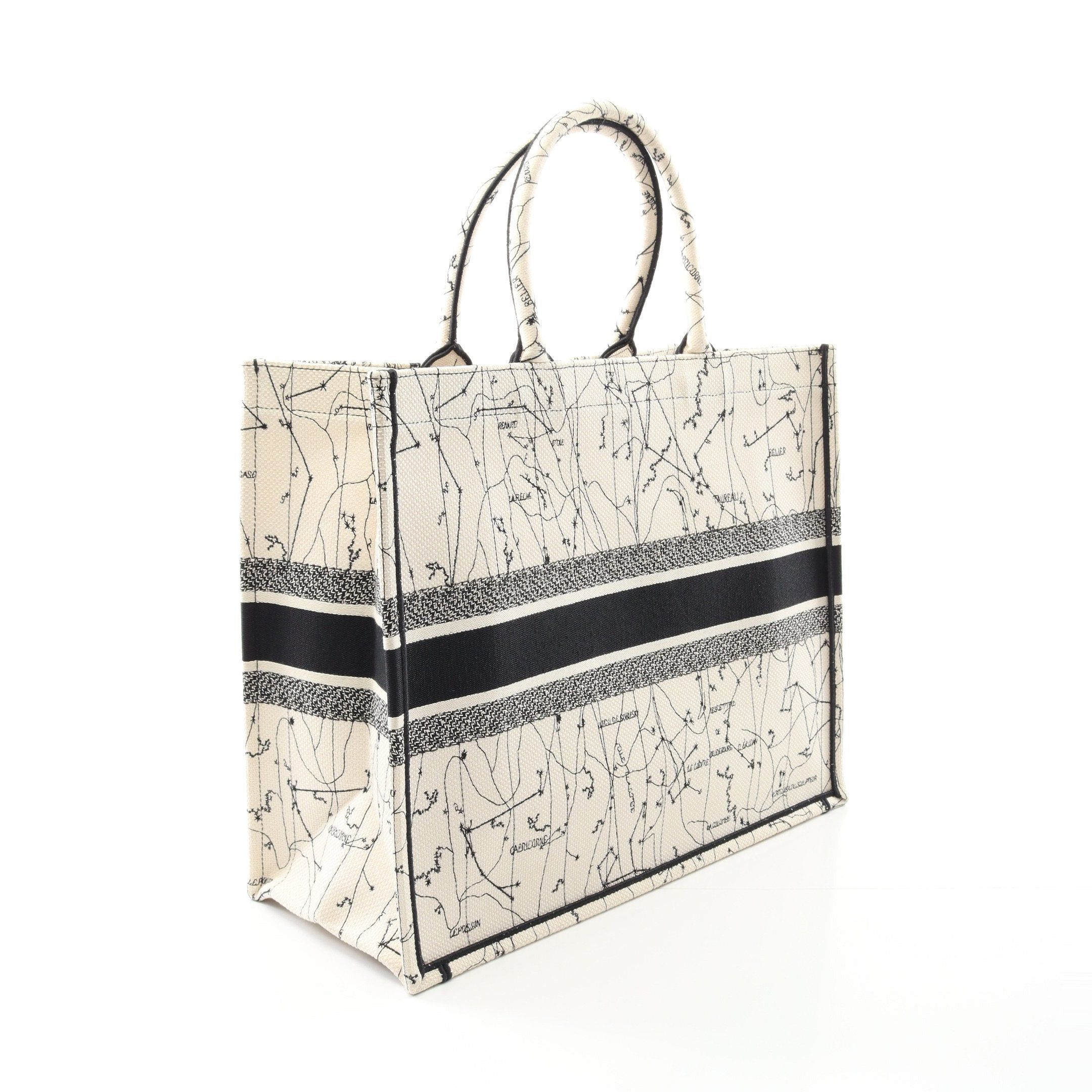 Dior Dior Book Tote Large Handbag Bag Canvas White Black Size ONE SIZE - 2 Thumbnail