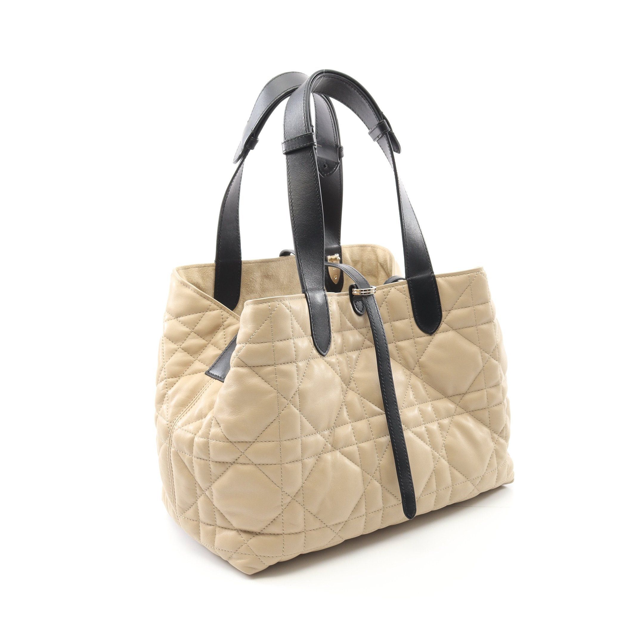 Dior Dior Du Jour Medium Handbag Leather Beige Black Size ONE SIZE - 2 Thumbnail