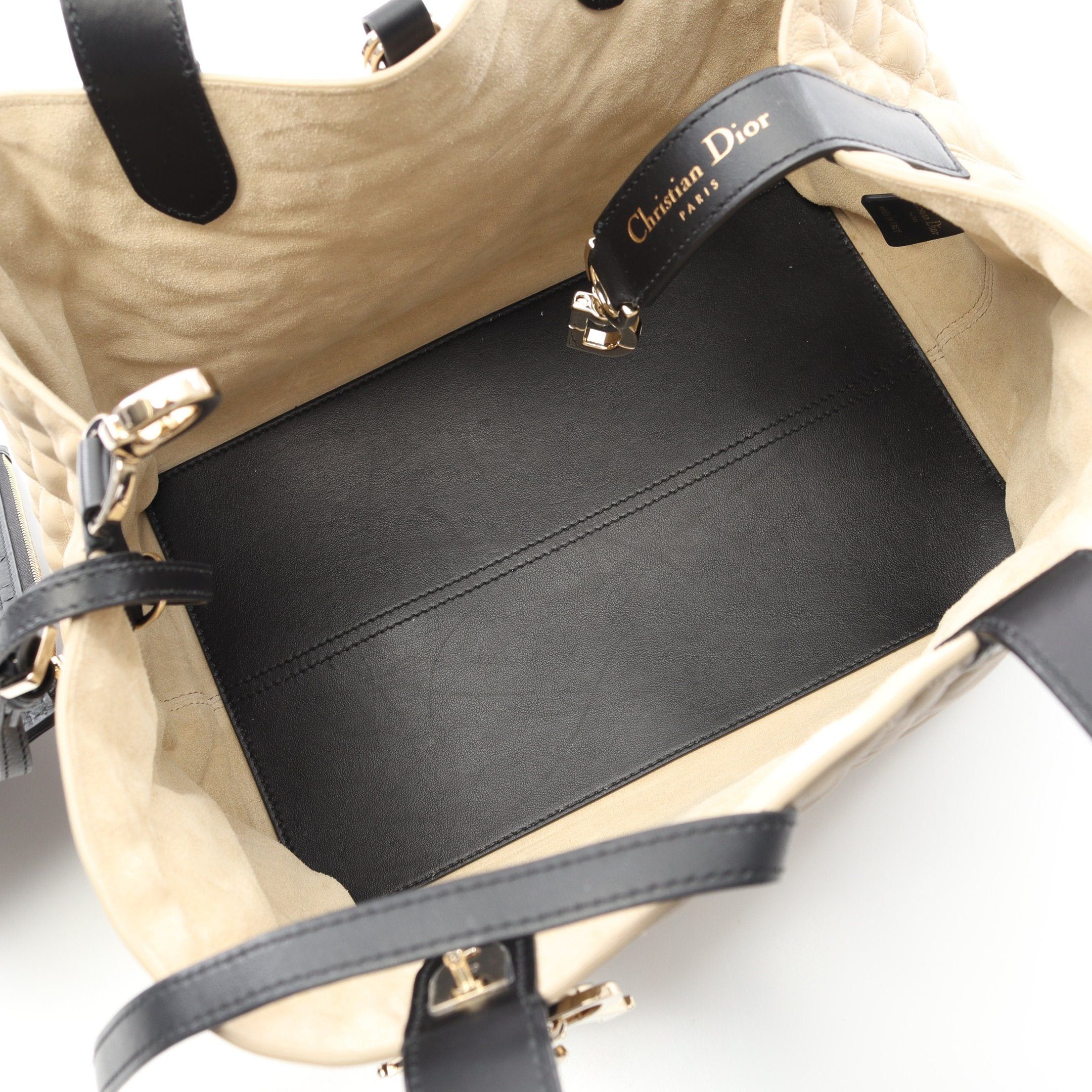 Dior Dior Du Jour Medium Handbag Leather Beige Black Size ONE SIZE - 3 Thumbnail