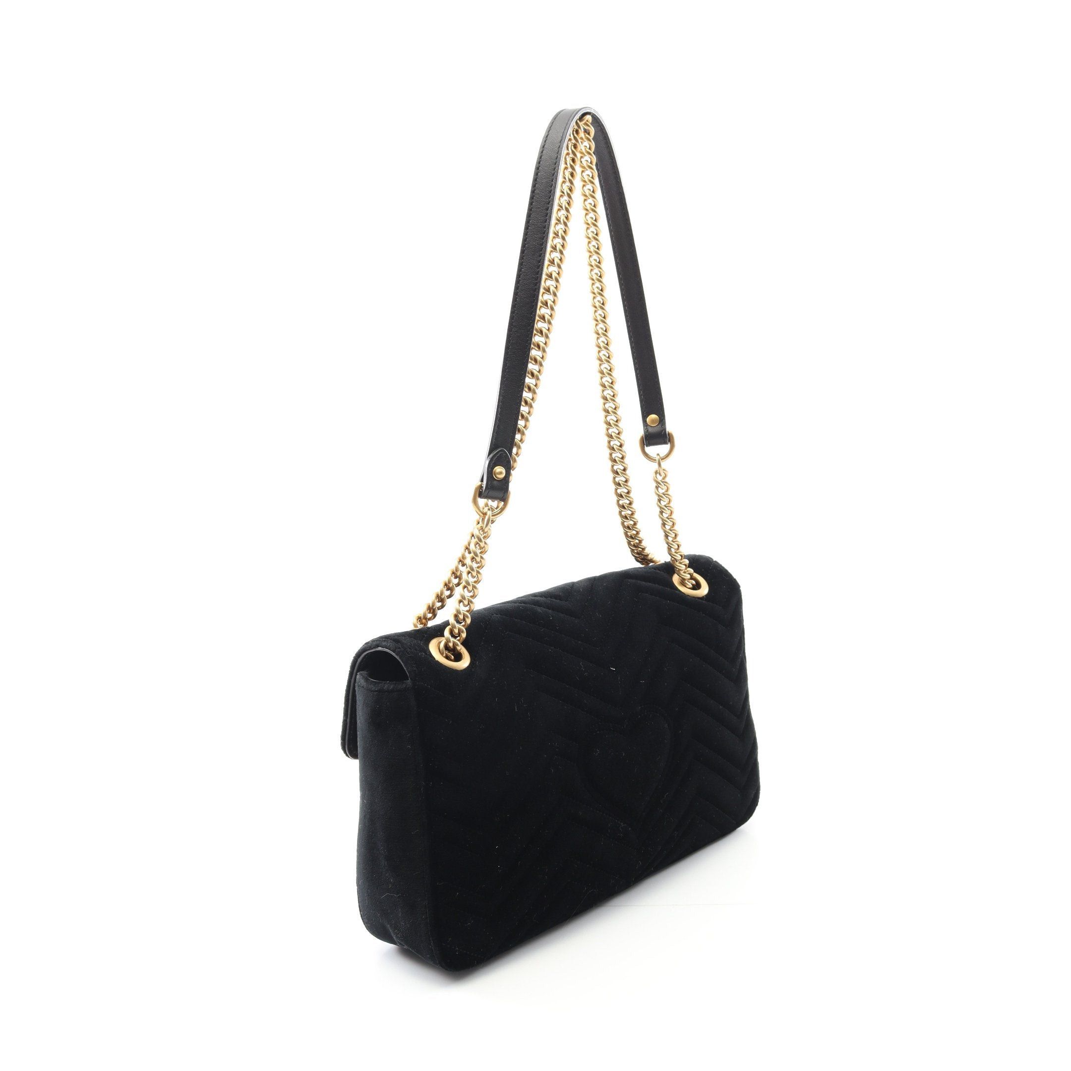 Gucci Gucci Gg Marmont Velvet Medium Chain Shoulder Bag Embroidery Velor Black Multicolor Size ONE SIZE - 2 Thumbnail