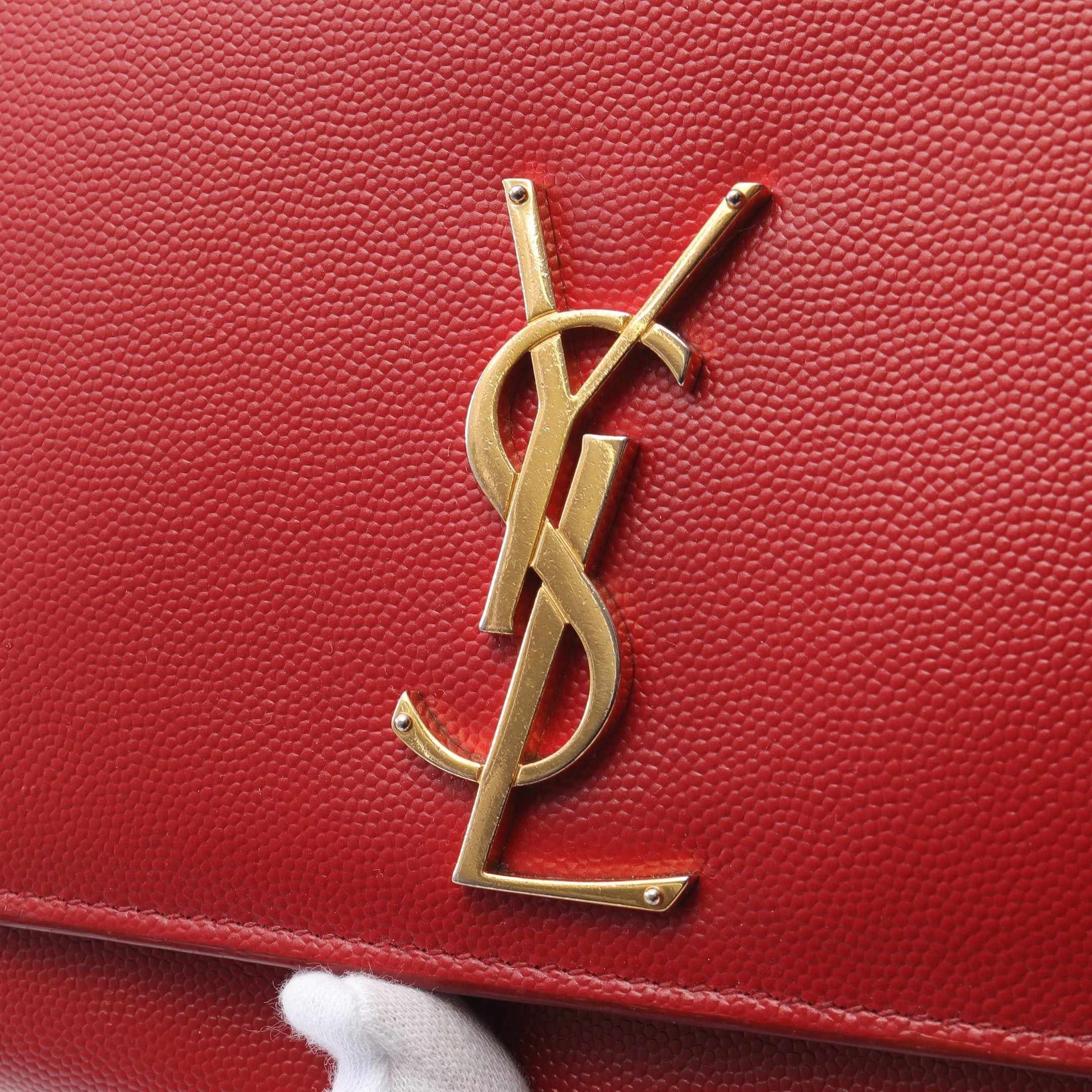Yves Saint Laurent Yves Saint Laurent Kate Chain Shoulder Bag Leather Red Size ONE SIZE - 13 Thumbnail