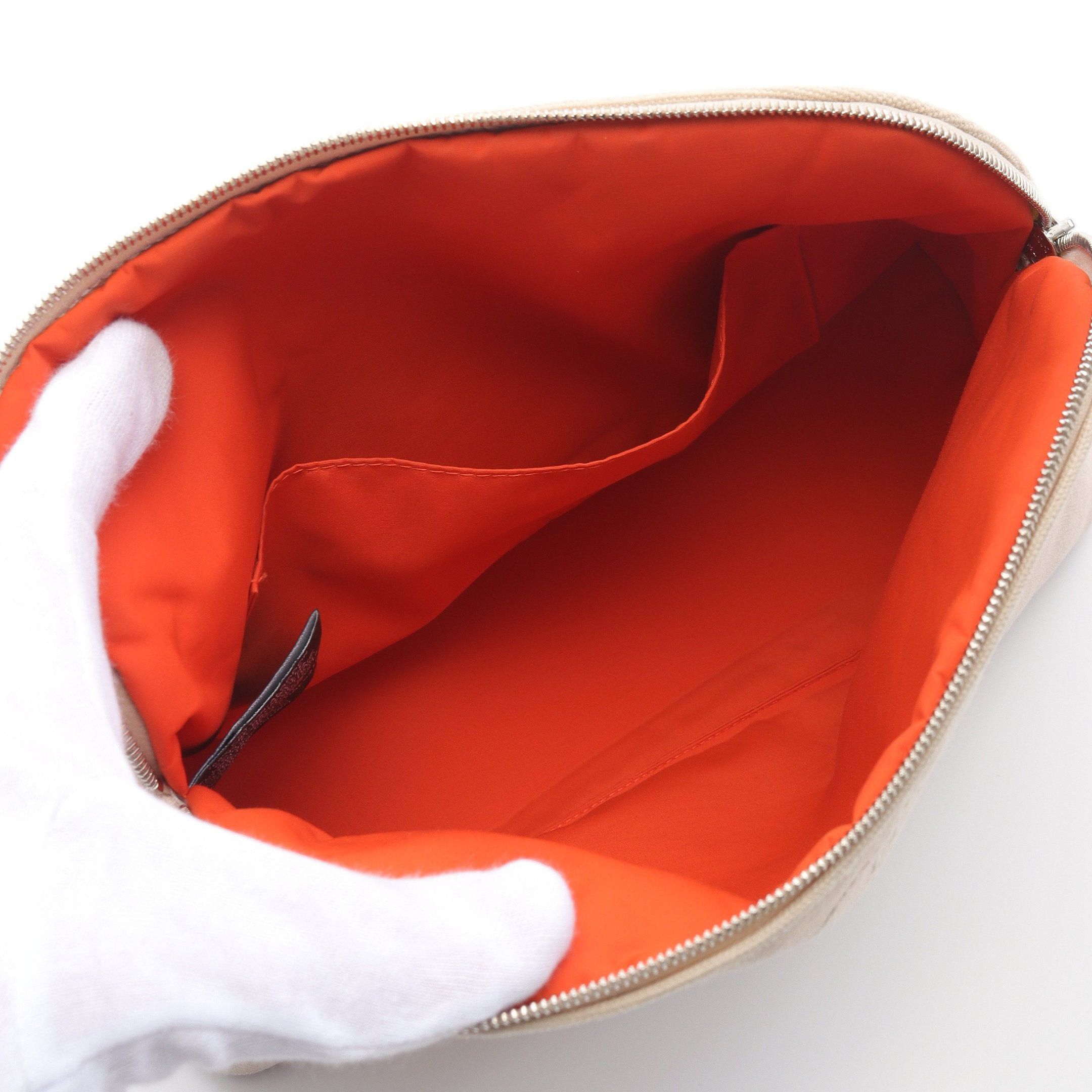 Hermes Hermes Bolide Pouch Mm Natural Canvas Leather Light Beige Brown Silver Hardware Size ONE SIZE - 3 Thumbnail