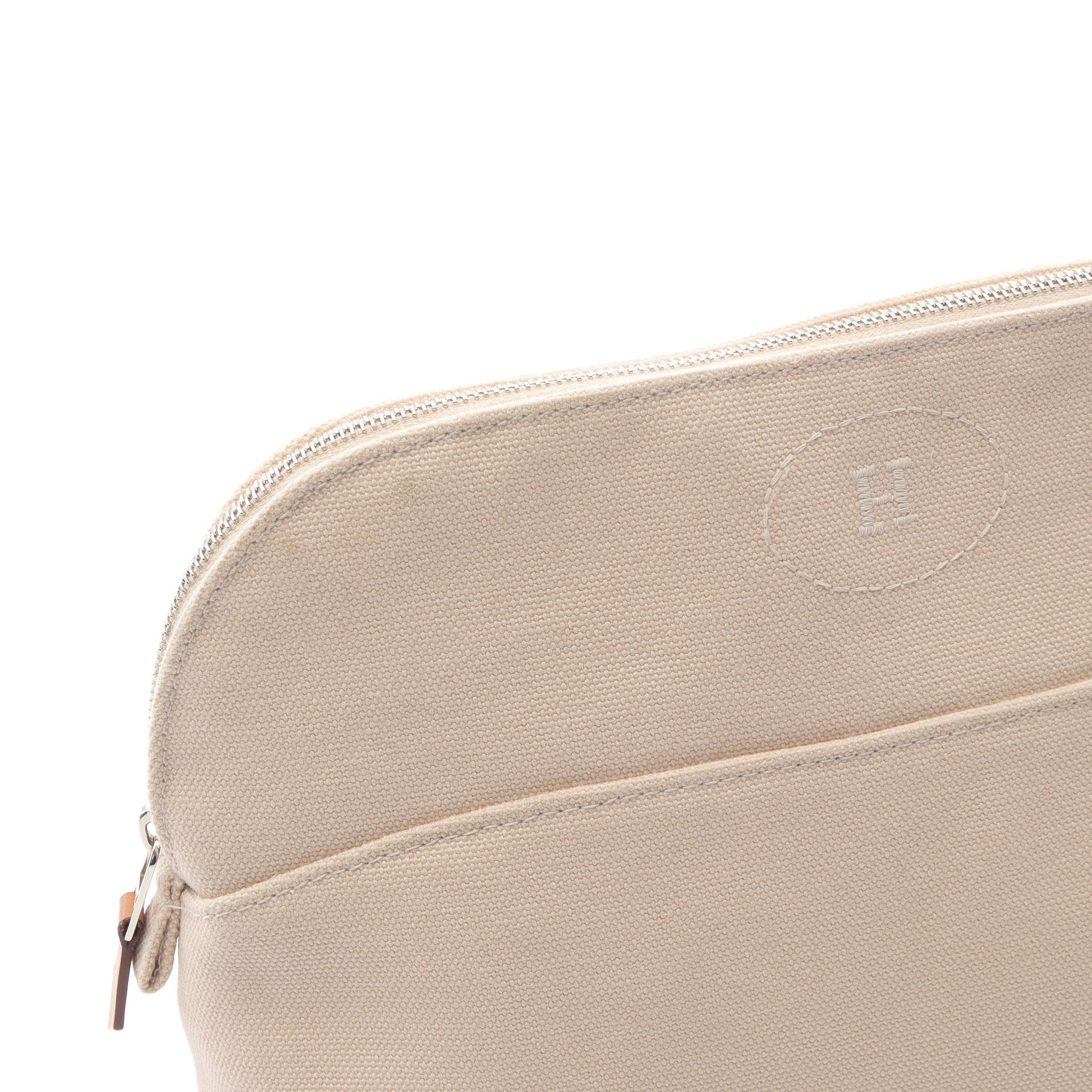 Hermes Hermes Bolide Pouch Mm Natural Canvas Leather Light Beige Brown Silver Hardware Size ONE SIZE - 6 Thumbnail