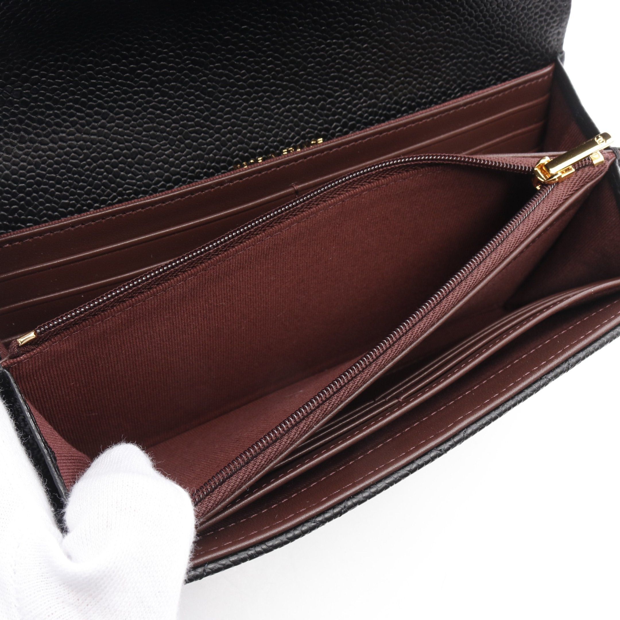 Chanel Chanel Classic Long Flap Wallet Matelasse Bi-Fold Caviar Skin Black Gold Hardware Size ONE SIZE - 6 Thumbnail