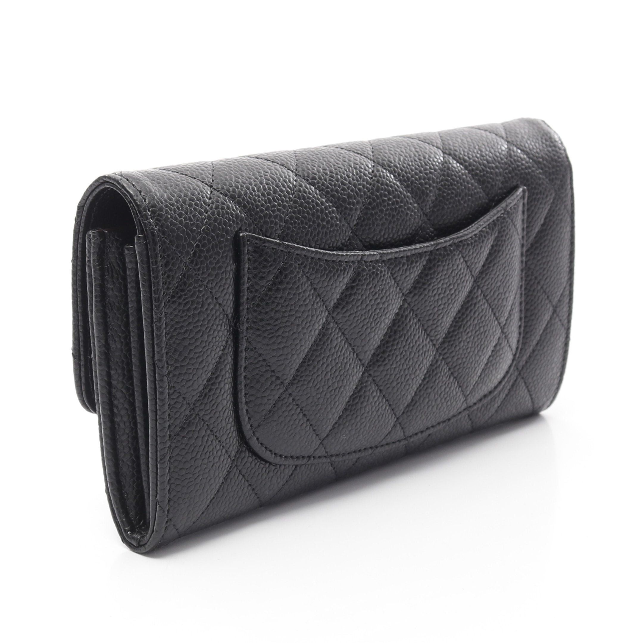 Chanel Chanel Classic Long Flap Wallet Matelasse Bi-Fold Caviar Skin Black Gold Hardware Size ONE SIZE - 2 Thumbnail