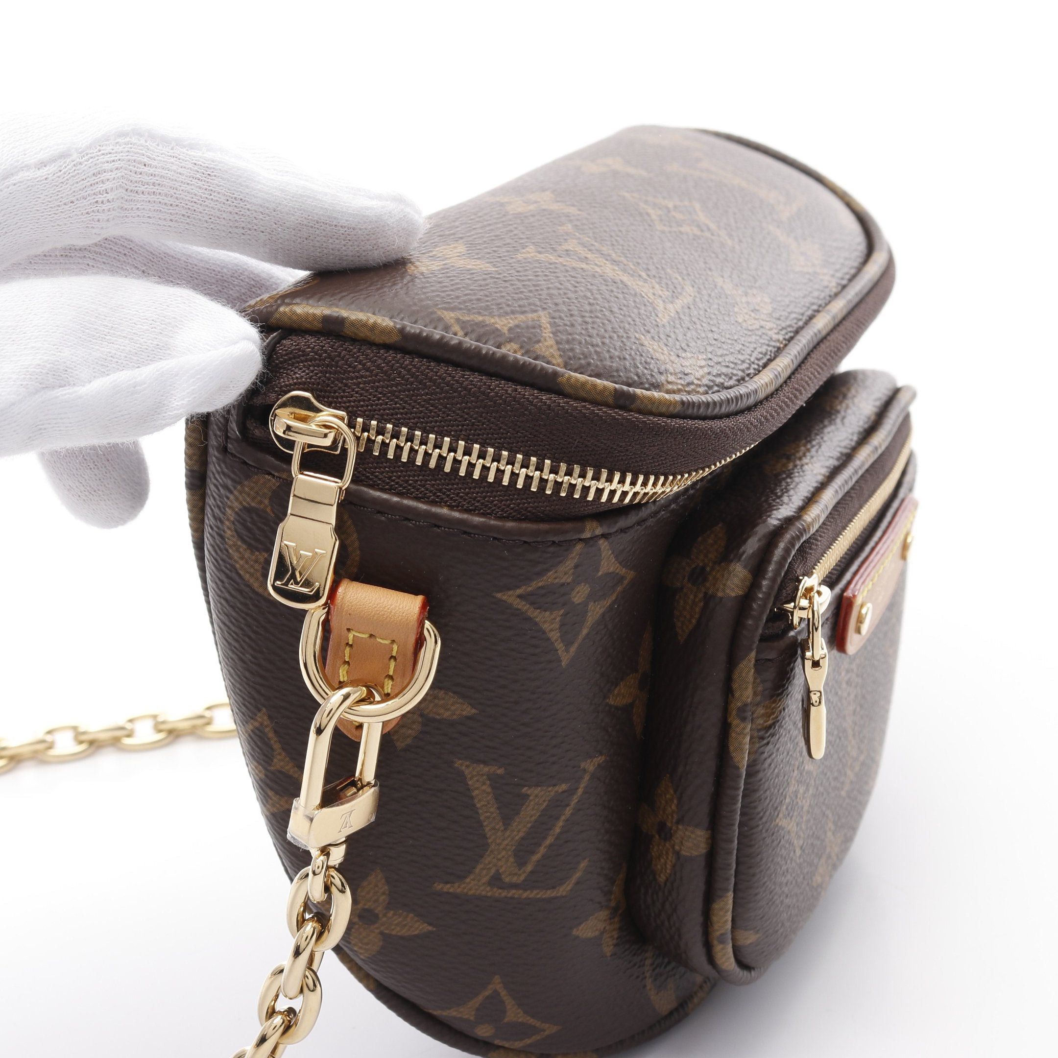 Louis Vuitton Louis Vuitton Mini Bum Bag Monogram Chain Handbag Leather Brown Size ONE SIZE - 5 Thumbnail