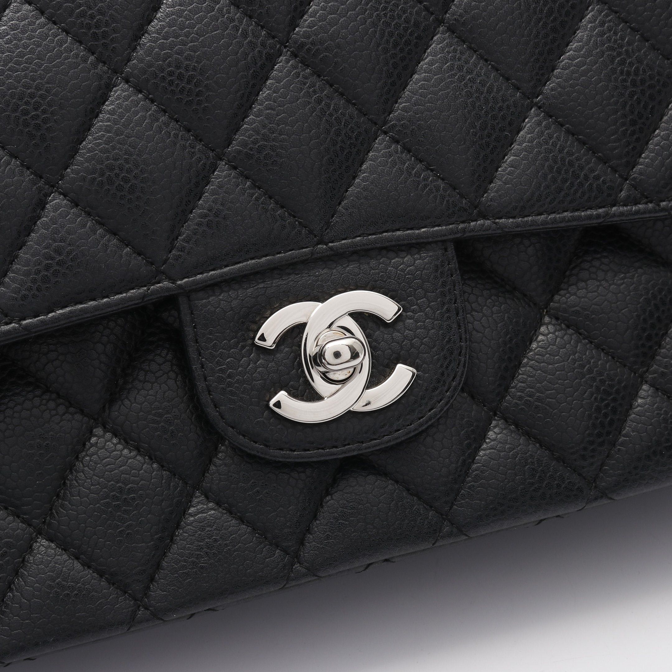 Chanel Chanel Matelasse Double Flap Chain Shoulder Bag Caviar Skin Black Silver Hardware Size ONE SIZE - 9 Thumbnail