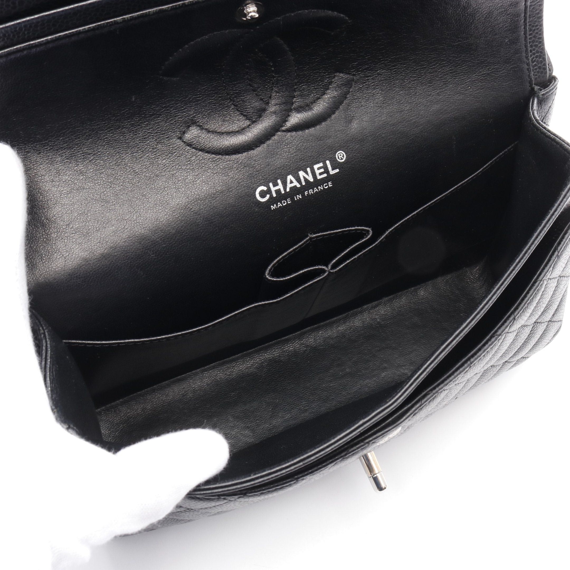 Chanel Chanel Matelasse Double Flap Chain Shoulder Bag Caviar Skin Black Silver Hardware Size ONE SIZE - 3 Thumbnail
