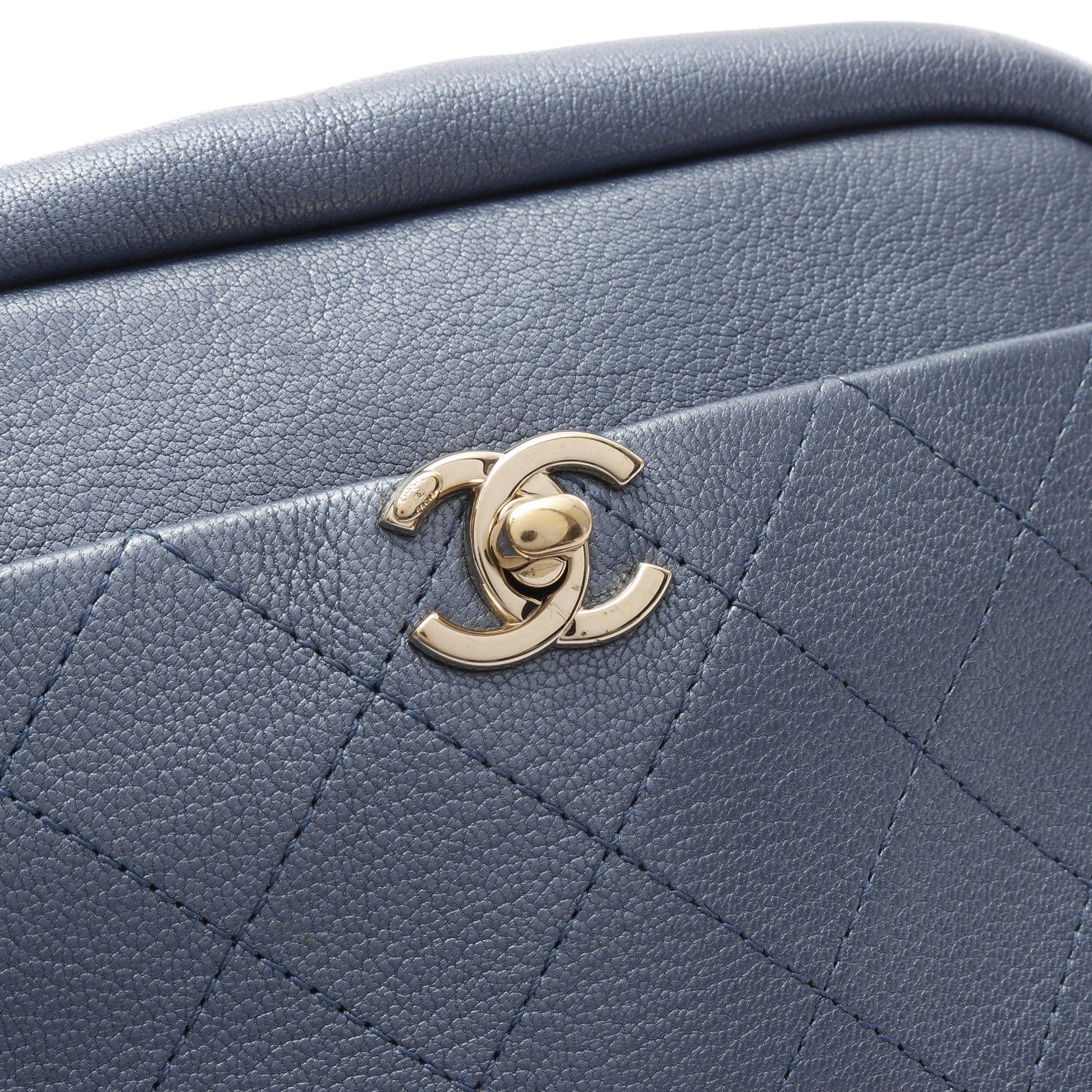 Chanel Chanel Matelasse Coco Mark Chain Shoulder Bag Leather Blue Gray Gold Hardware Size ONE SIZE - 10 Thumbnail