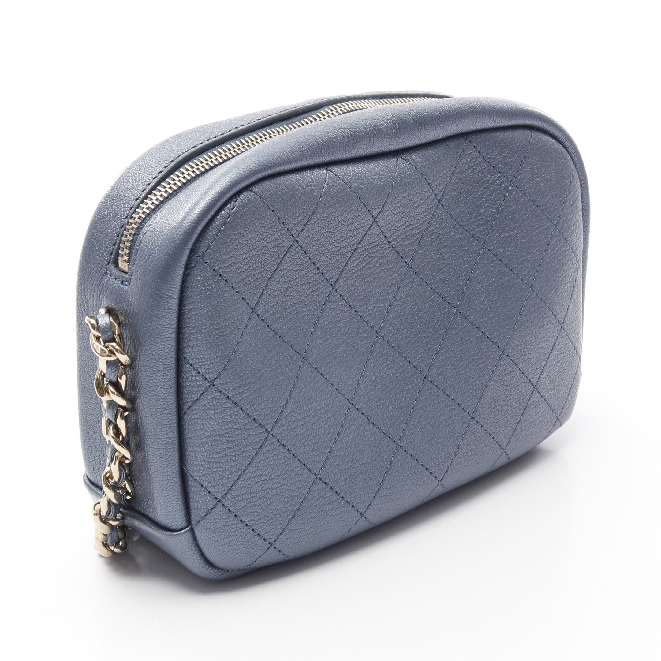 Chanel Chanel Matelasse Coco Mark Chain Shoulder Bag Leather Blue Gray Gold Hardware Size ONE SIZE - 2 Thumbnail