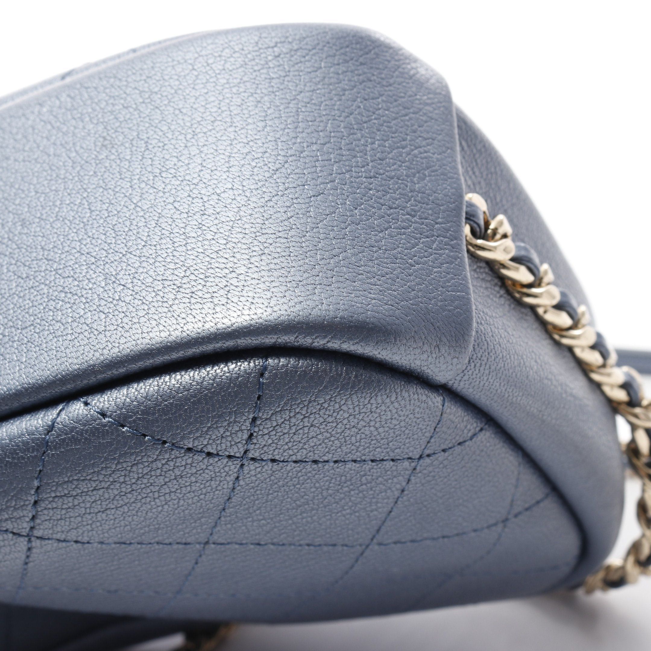 Chanel Chanel Matelasse Coco Mark Chain Shoulder Bag Leather Blue Gray Gold Hardware Size ONE SIZE - 8 Thumbnail