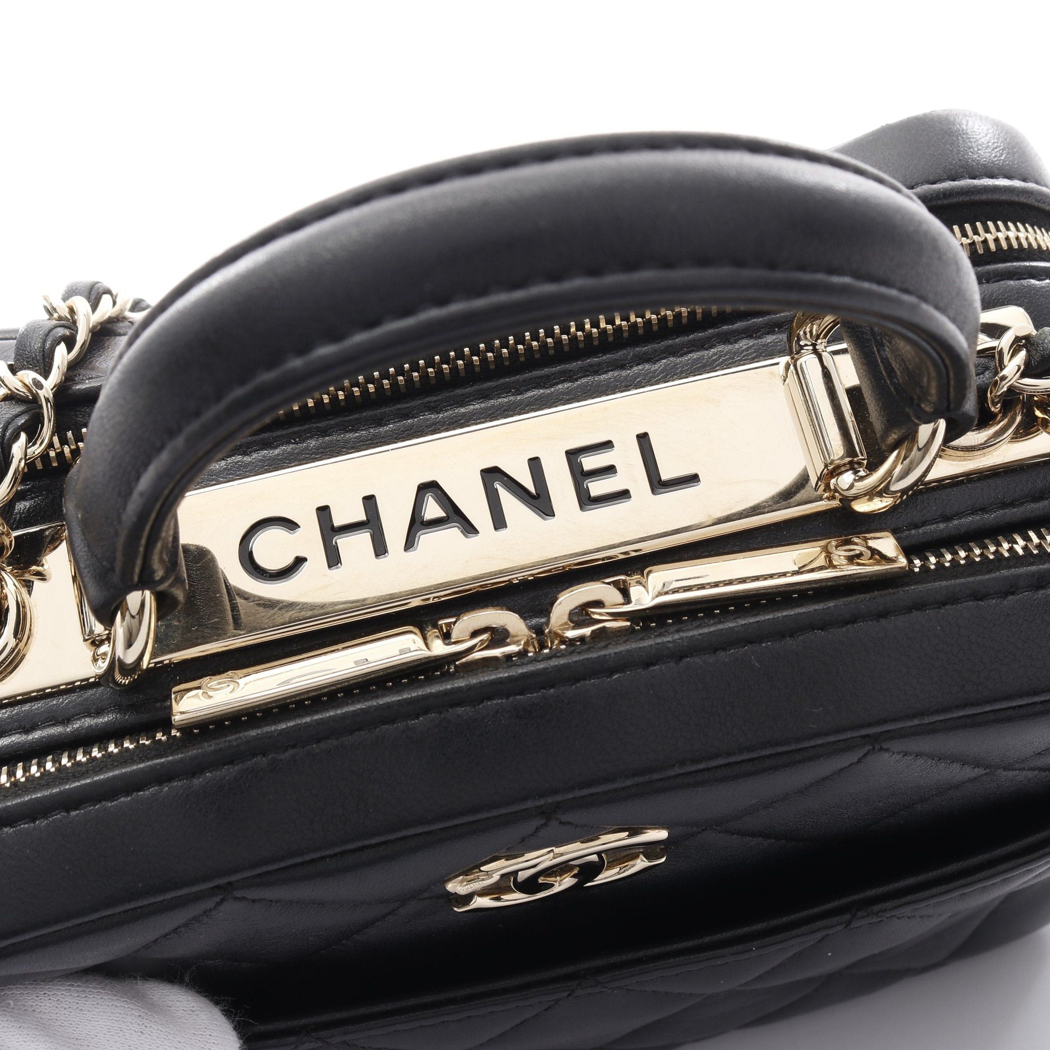 Chanel Chanel Matelasse Bowling Bag Chain Shoulder Lambskin Black Gold Hardware Size ONE SIZE - 10 Thumbnail
