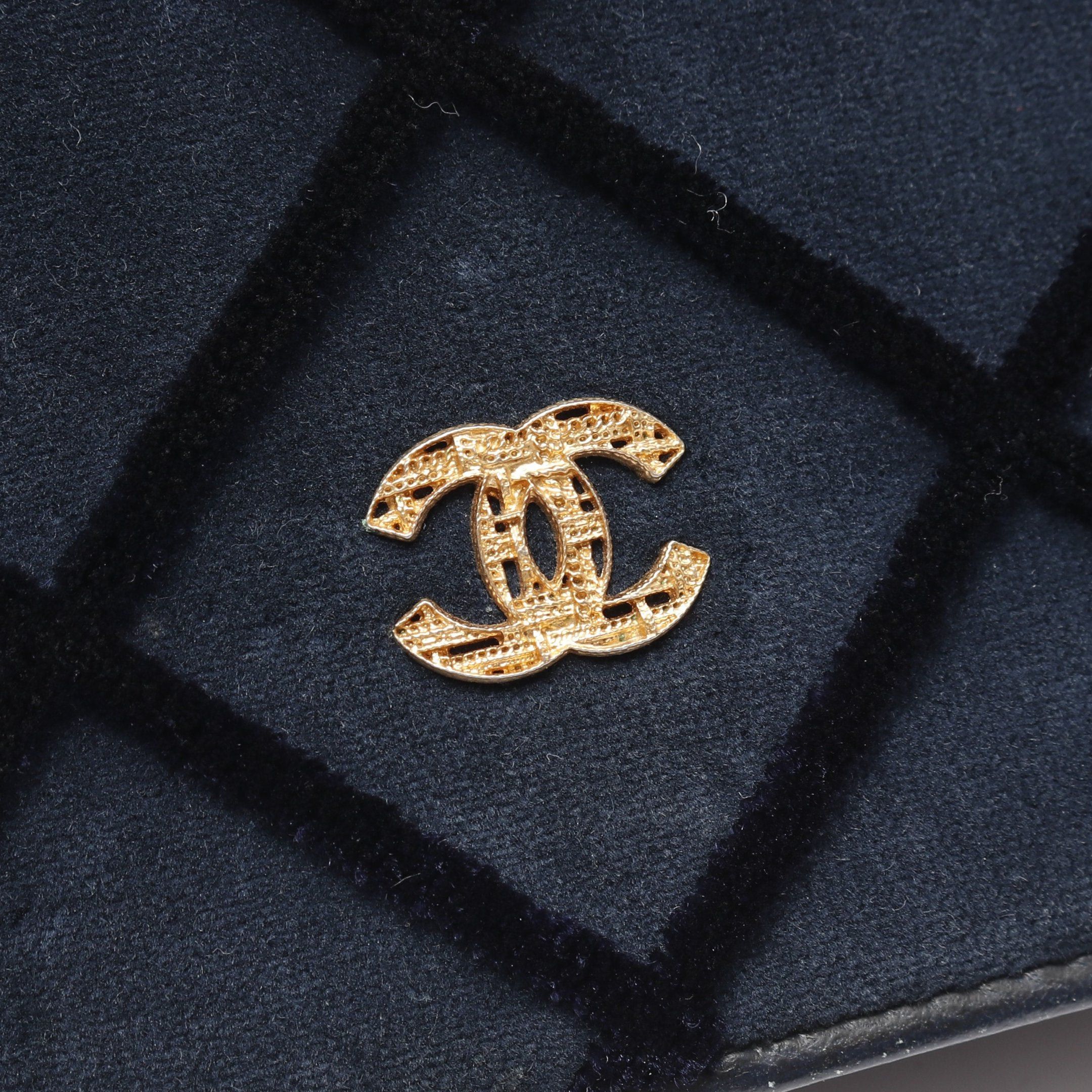 Chanel Chanel Coco Mark Shoulder Wallet Velor Leather Dark Blue Gold Hardware Size ONE SIZE - 12 Thumbnail