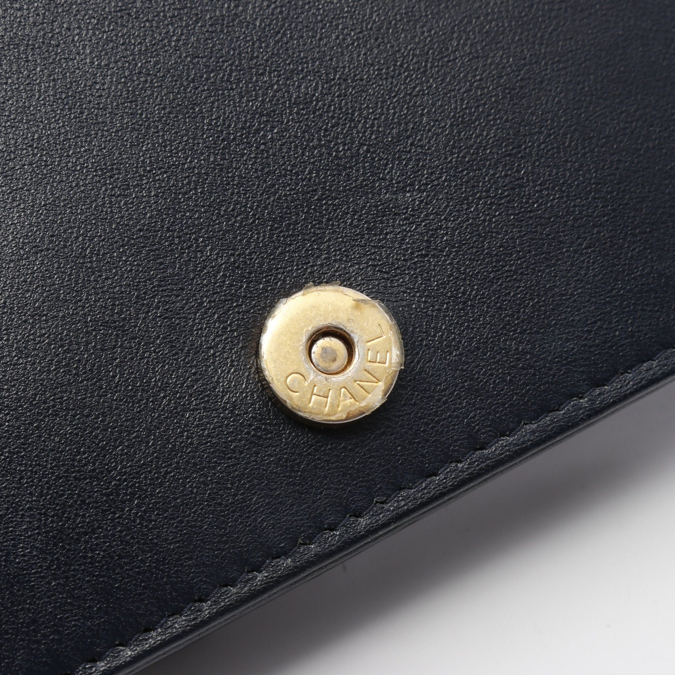 Chanel Chanel Coco Mark Shoulder Wallet Velor Leather Dark Blue Gold Hardware Size ONE SIZE - 8 Thumbnail