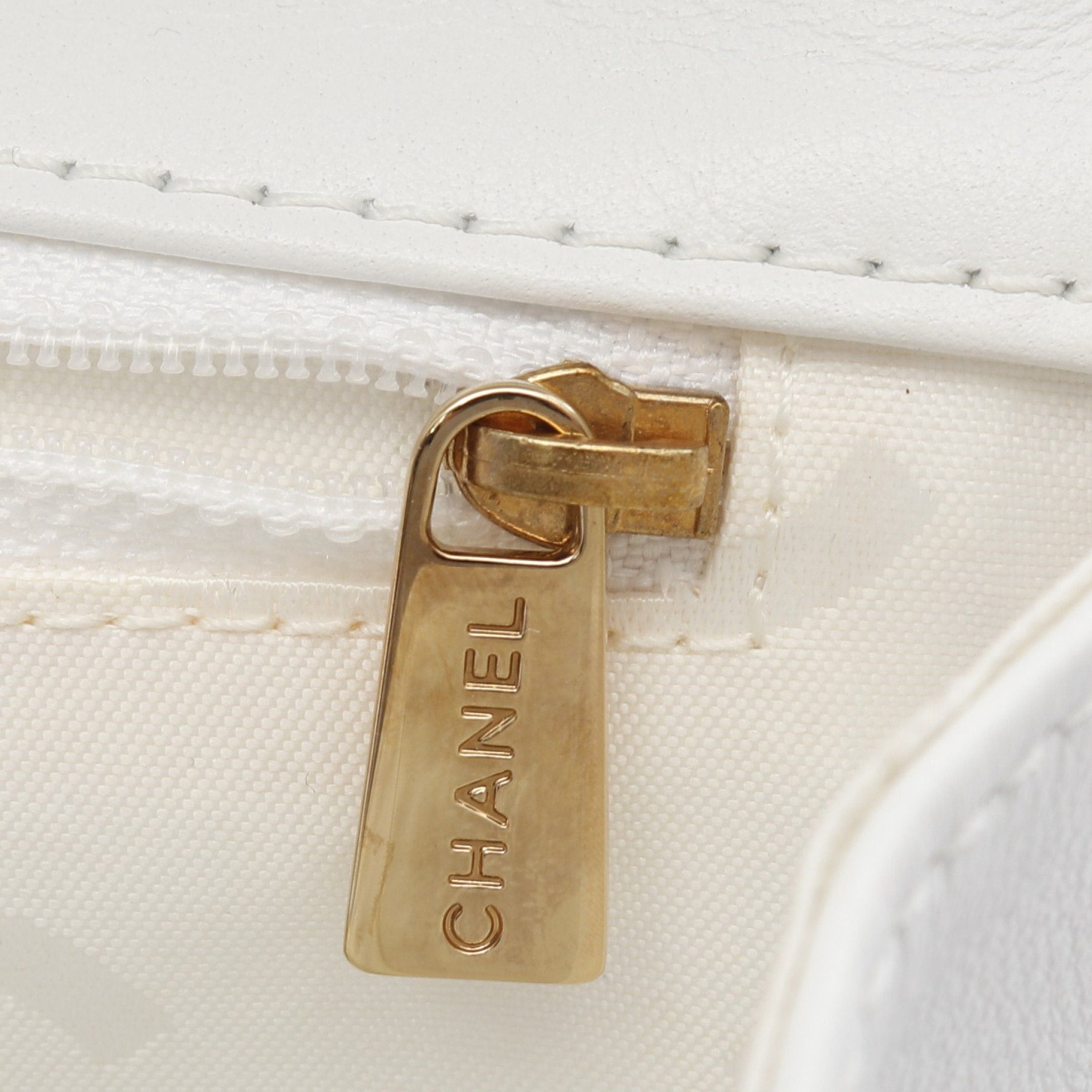 Chanel Chanel Wild Stitch Top Handle Handbag Lambskin White Gold Hardware Size ONE SIZE - 11 Thumbnail