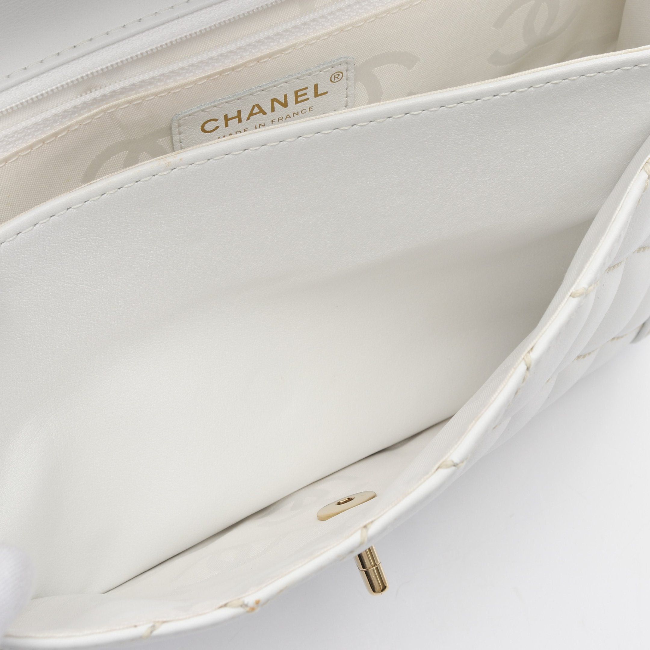 Chanel Chanel Wild Stitch Top Handle Handbag Lambskin White Gold Hardware Size ONE SIZE - 4 Thumbnail