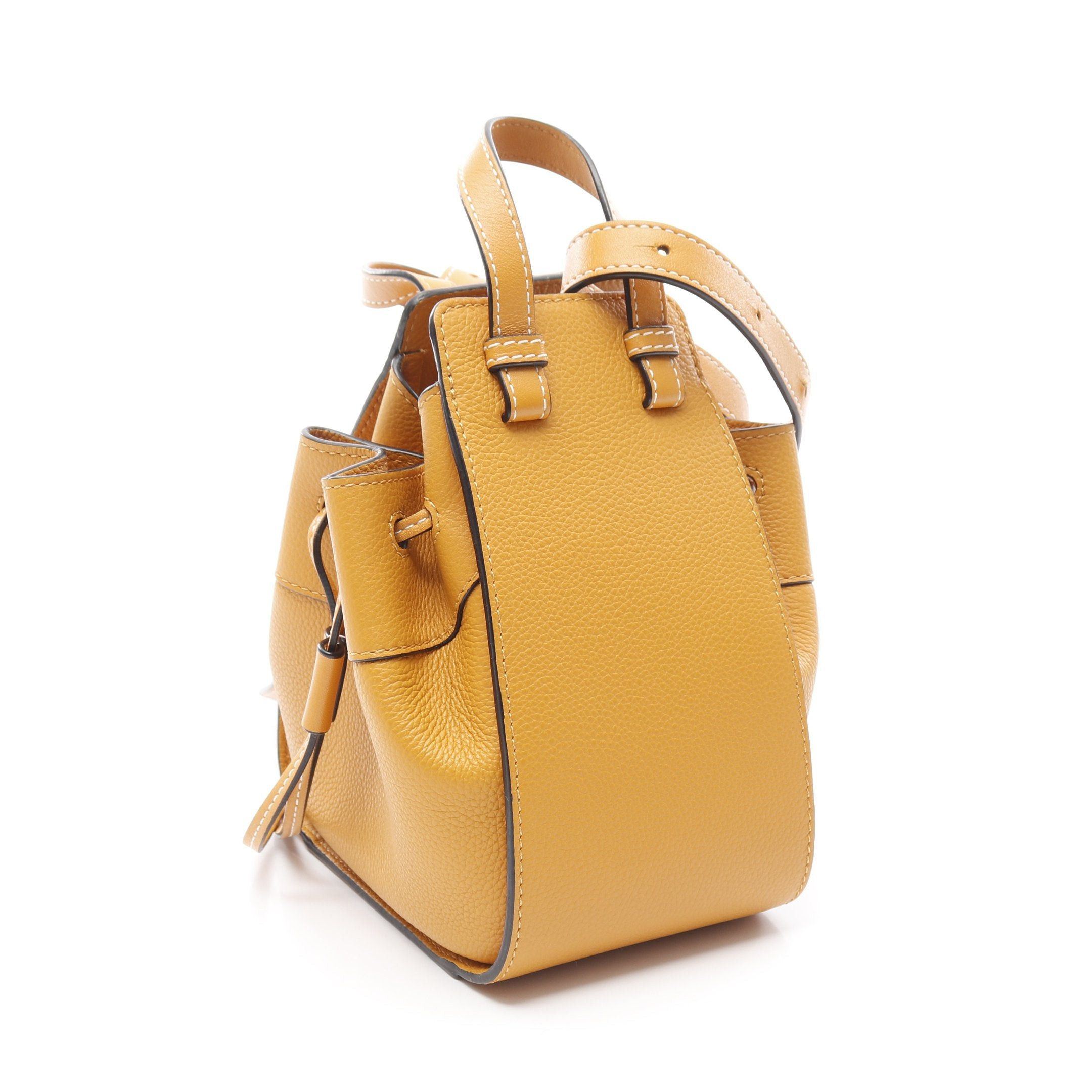 Loewe Loewe Hammock Drawstring Bag Mini Handbag Leather Orange Yellow Size ONE SIZE - 2 Thumbnail