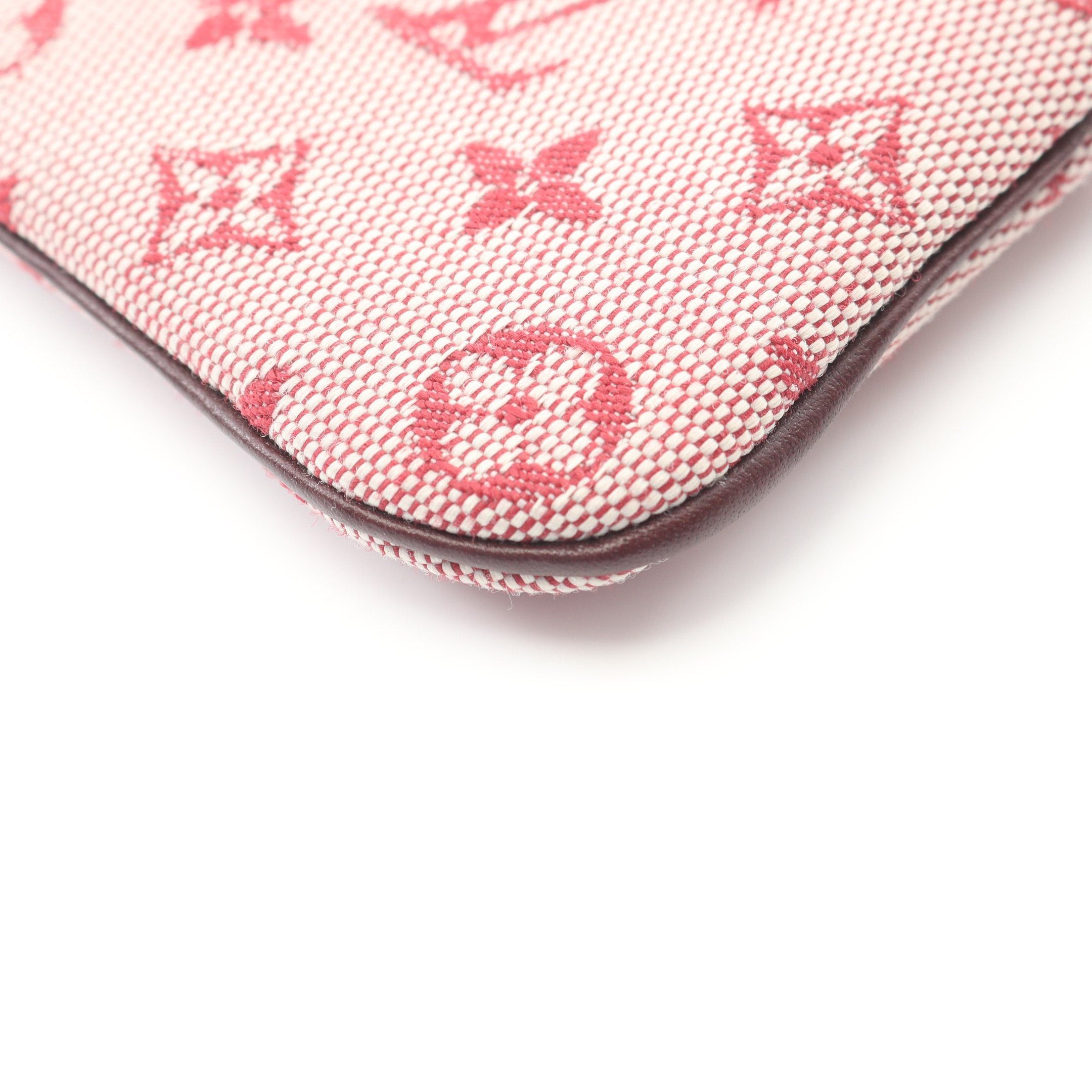 Louis Vuitton Louis Vuitton Pochette Cle Monogram Mini Run Cerise With Key Ring Coin Purse Canvas Leather Burgundy Size ONE SIZE - 8 Thumbnail